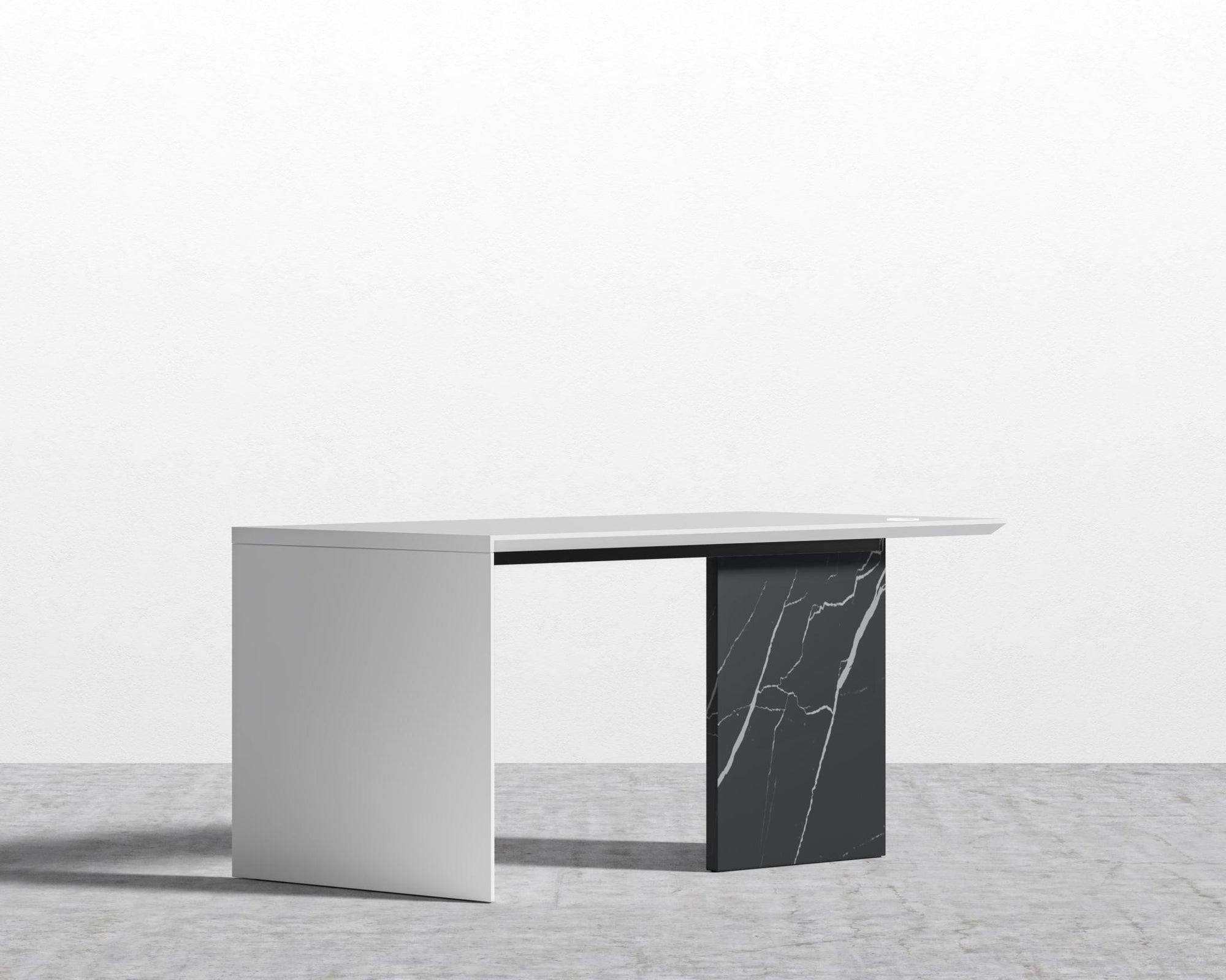 Gia Desk - Black Pietra Ceramic, 63" x 31.5", Black Oak Veneer