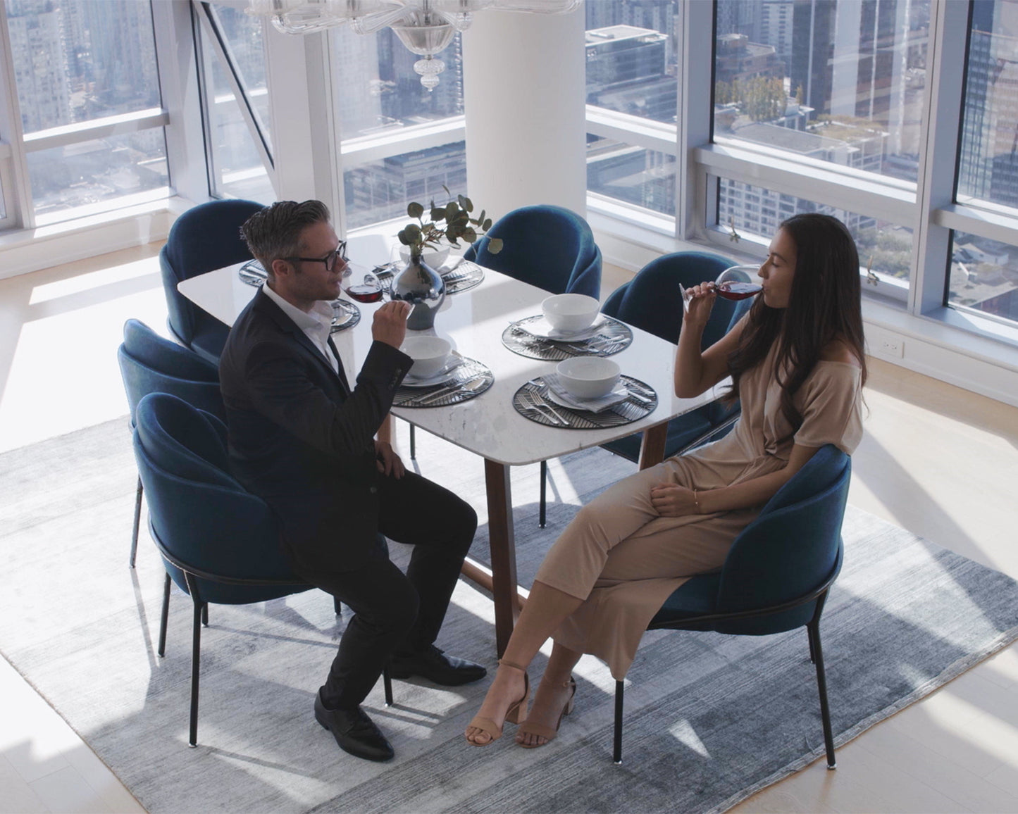 Evelyn Dining Table with Angelo Dining Chairs