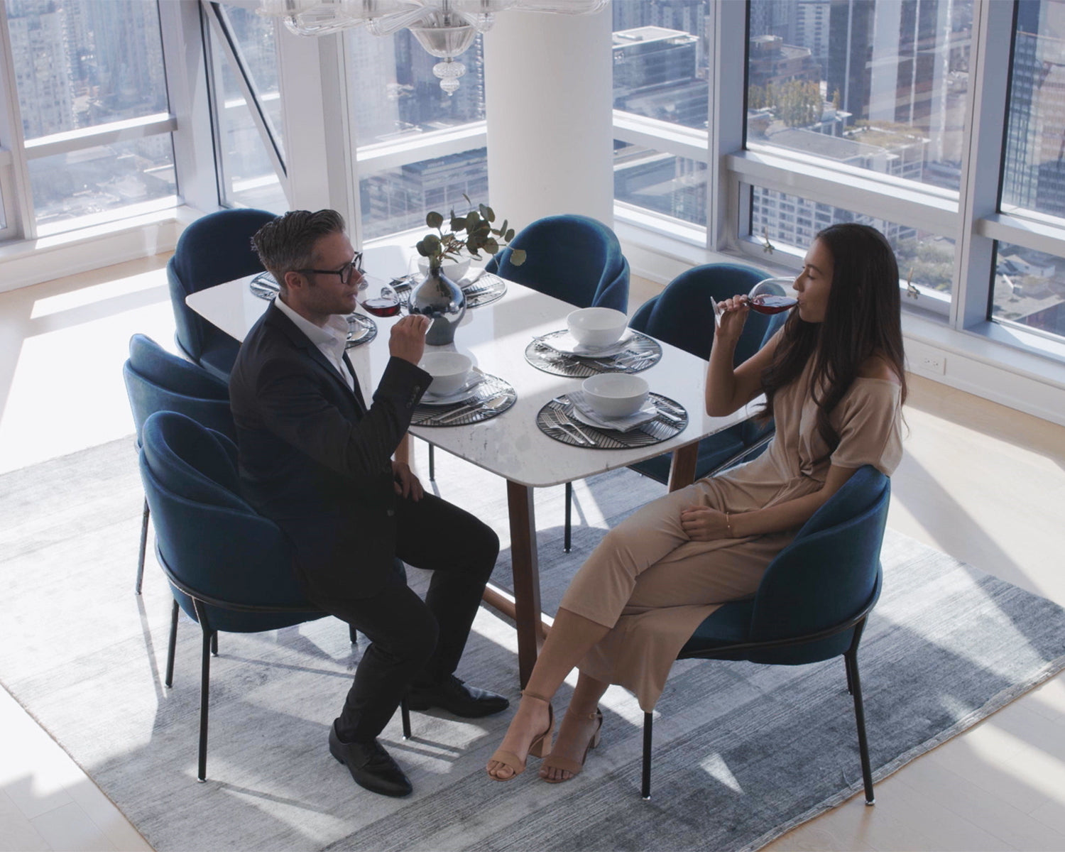 Evelyn Dining Table with Angelo Dining Chairs
