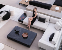 Outdoor Dresden Scene featuring Outdoor Liza Coffee Table in black ceramic