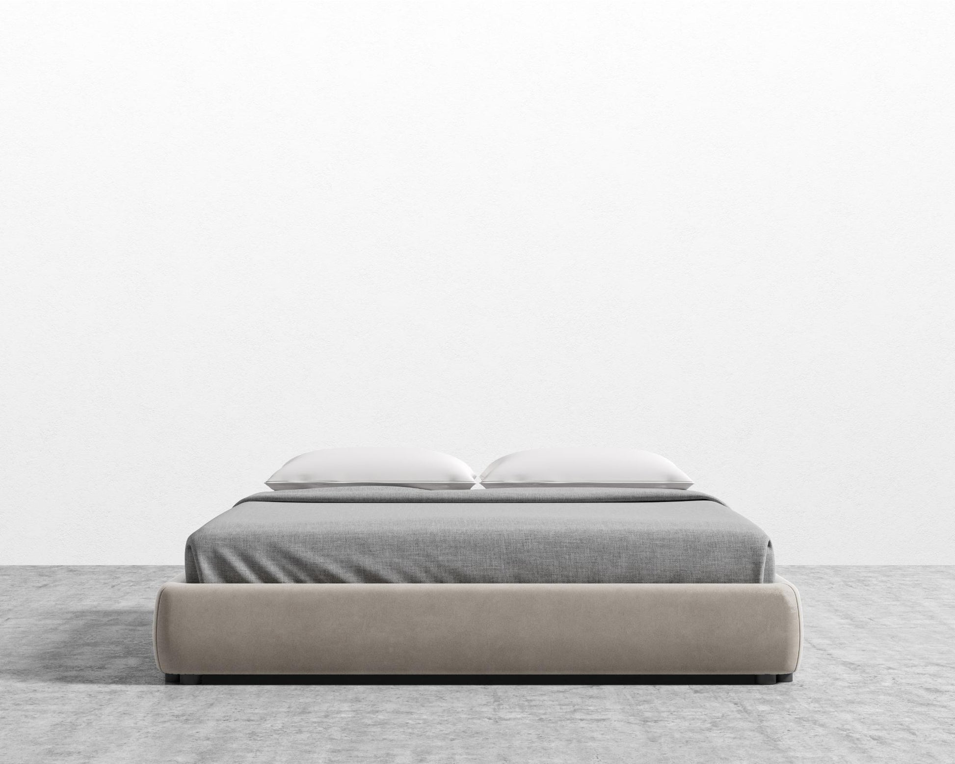 Modular Bed Frame - King - Venice Vegan Suede - Latte