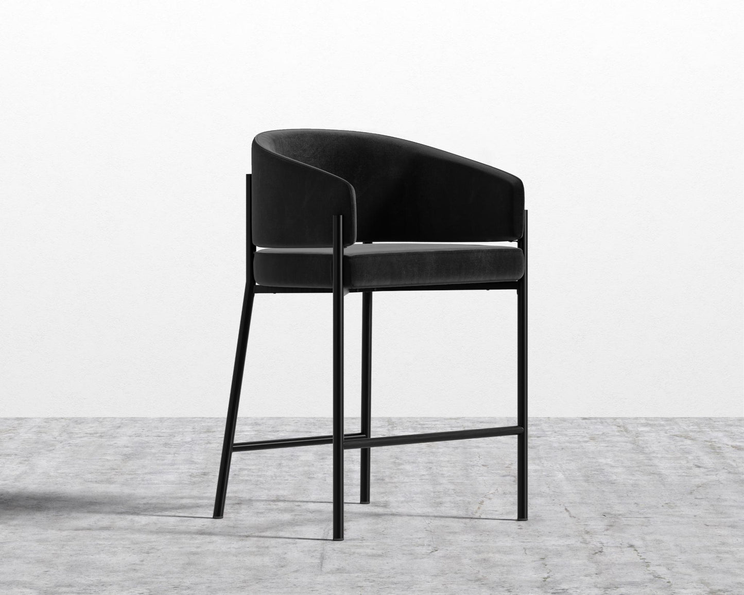 Solana_Counter_Stool_Black_Plush_Velvet - Black