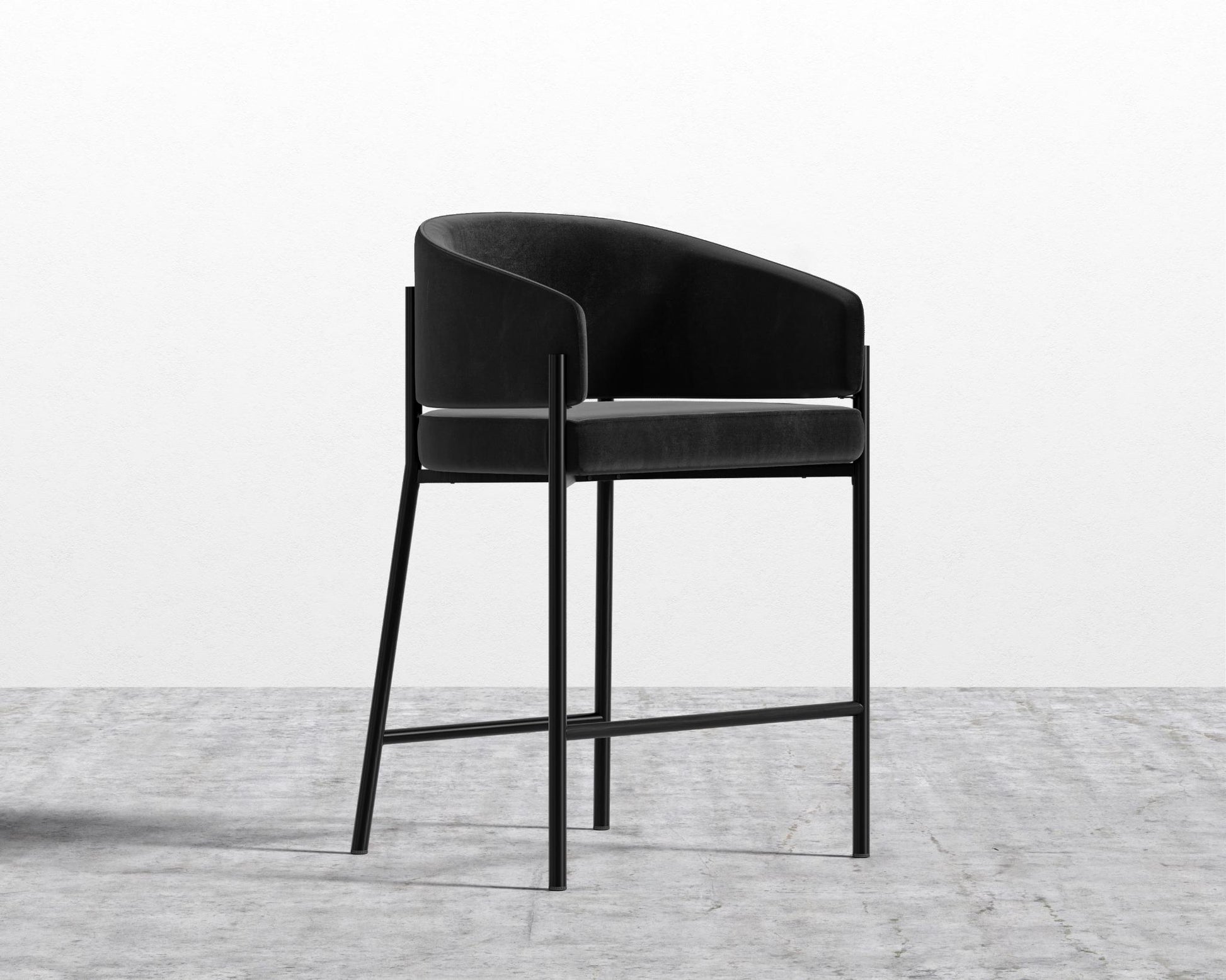 Solana_Counter_Stool_Black_Plush_Velvet - Black