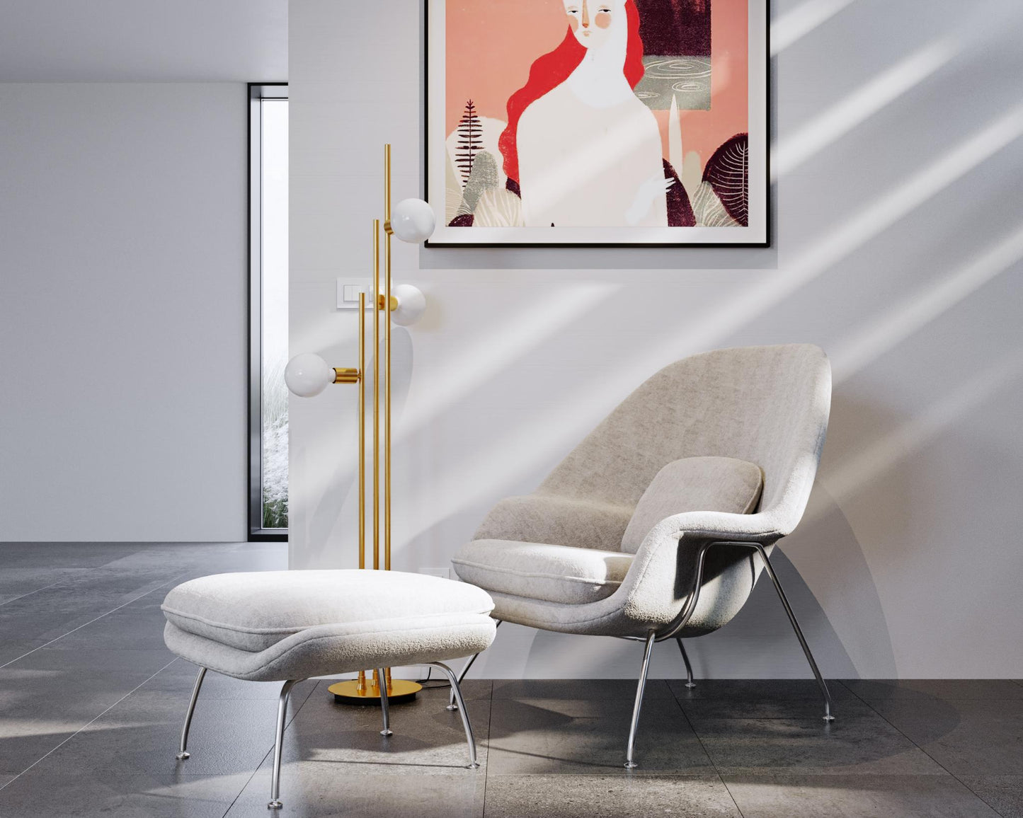 Womb Chair and Ottoman - Smoky Quartz - Cashmere 