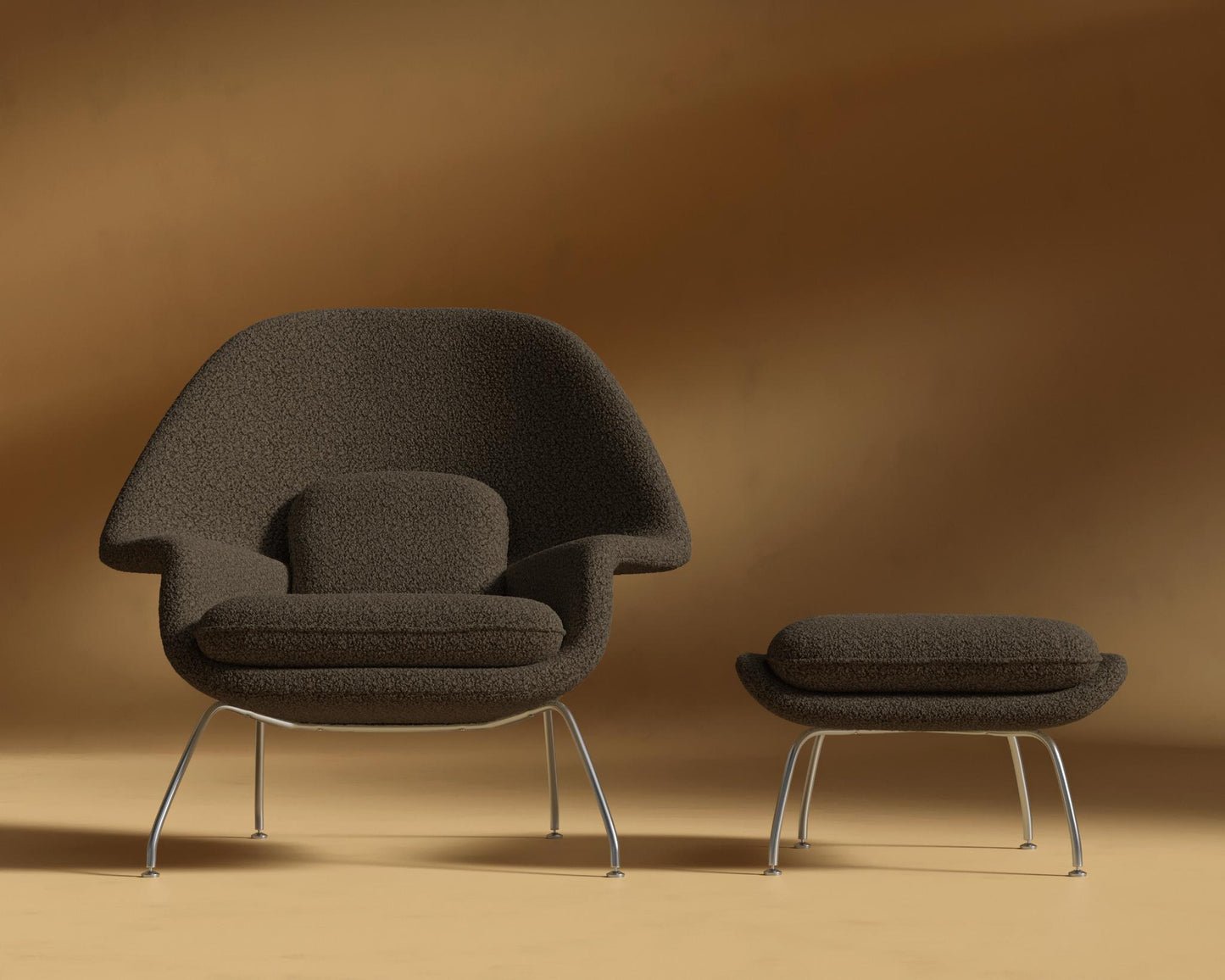 Womb_Chair_Ottoman_Shearling_Espresso