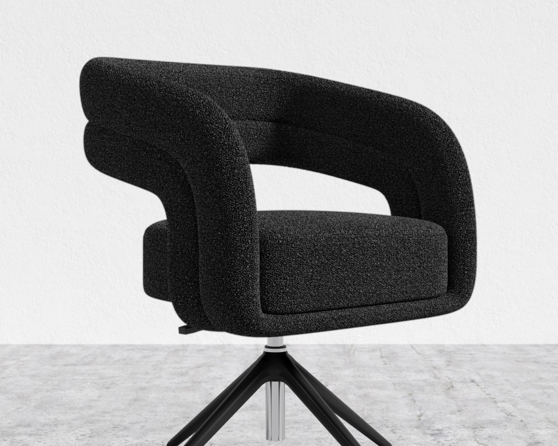 Mia Office Chair - Chatou Boucle - Caviar - Black Base
