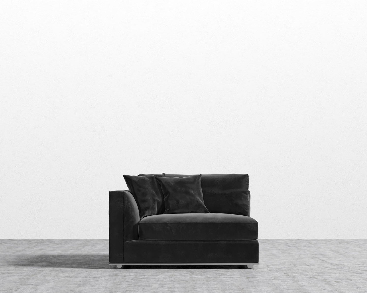 Milo 1 Seater - Left Facing - Plush Velvet - Black