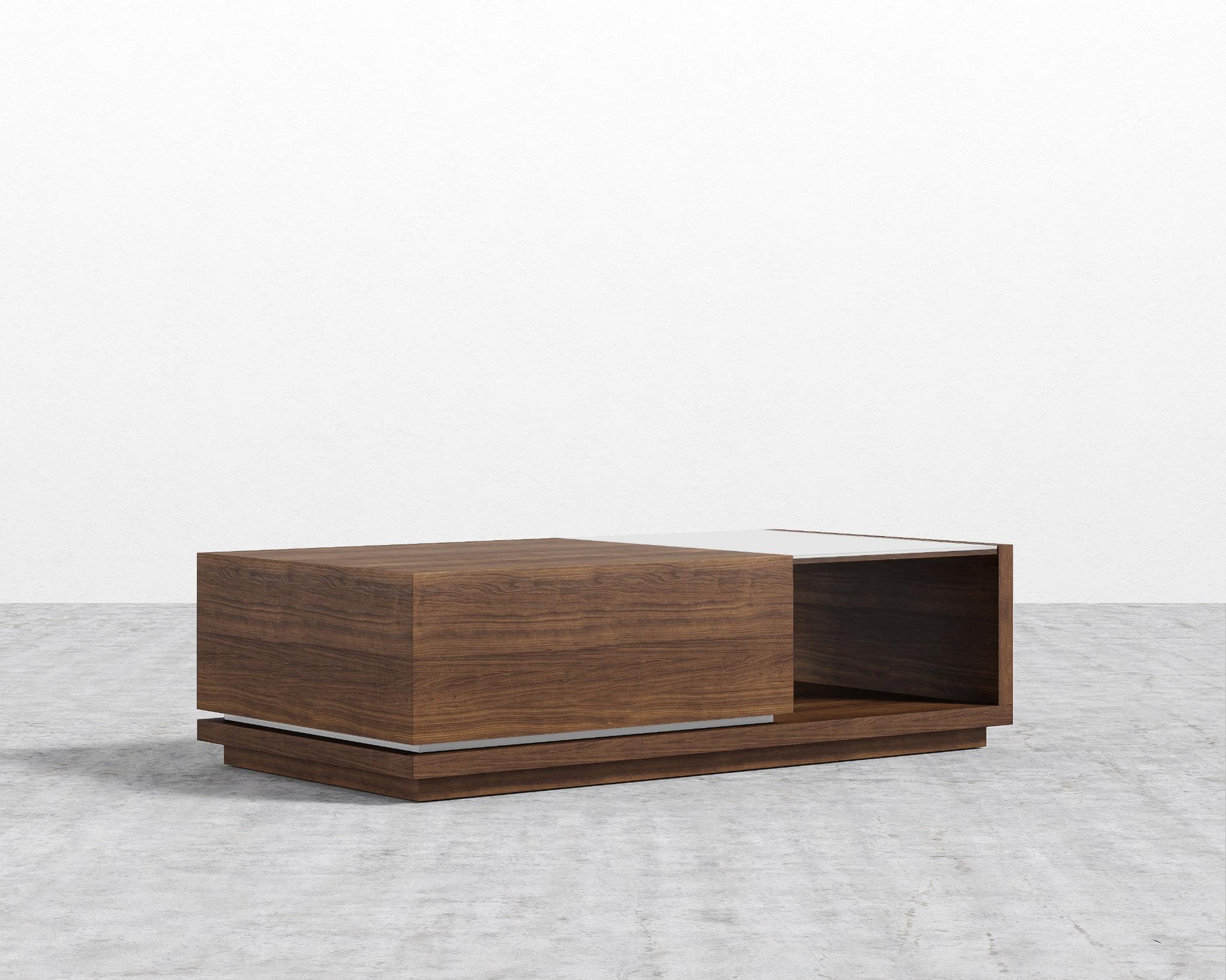 Truman Coffee Table - Walnut Veneer - White Frosted Glass