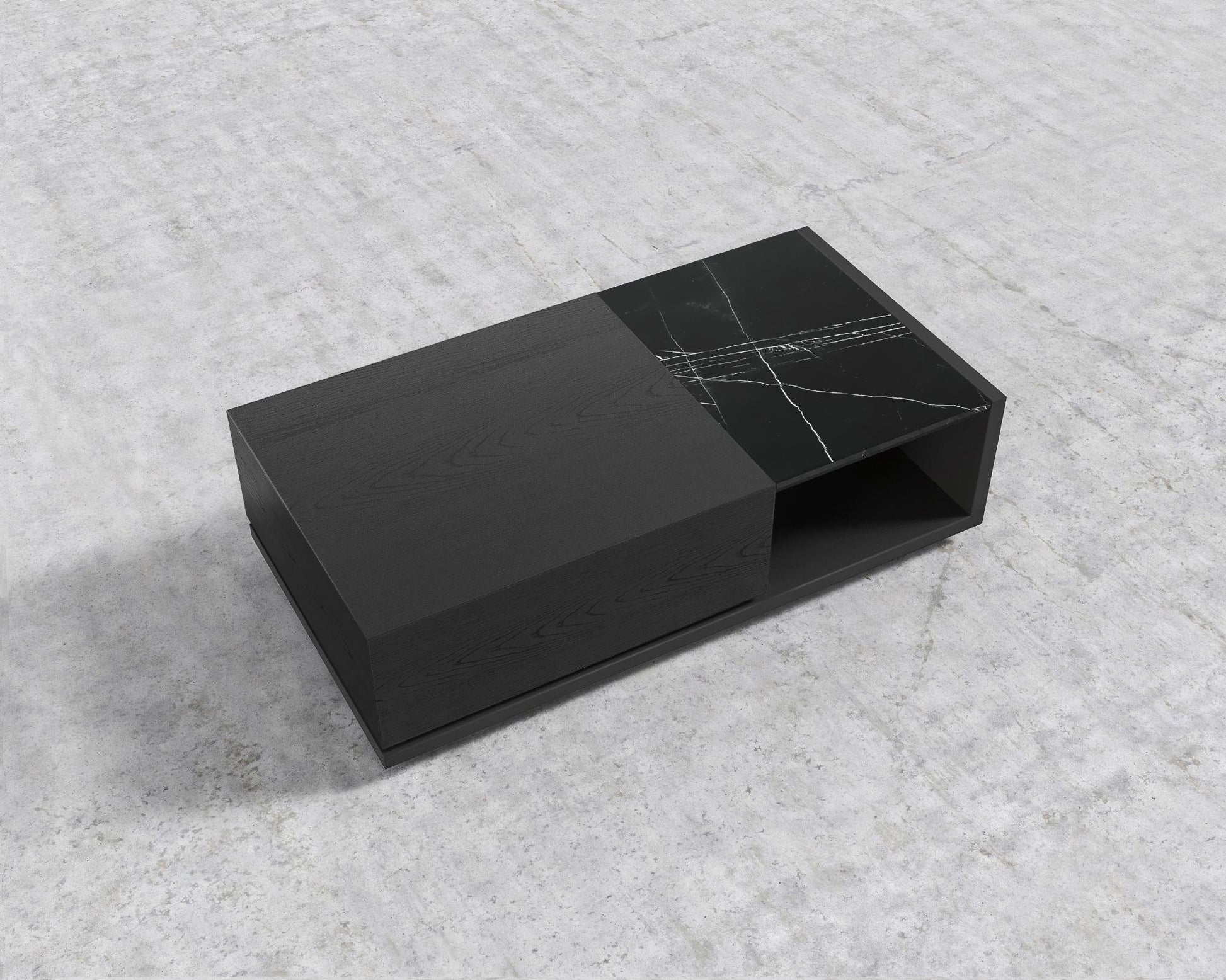 Truman Coffee Table - Black Oak - Black Marble 
