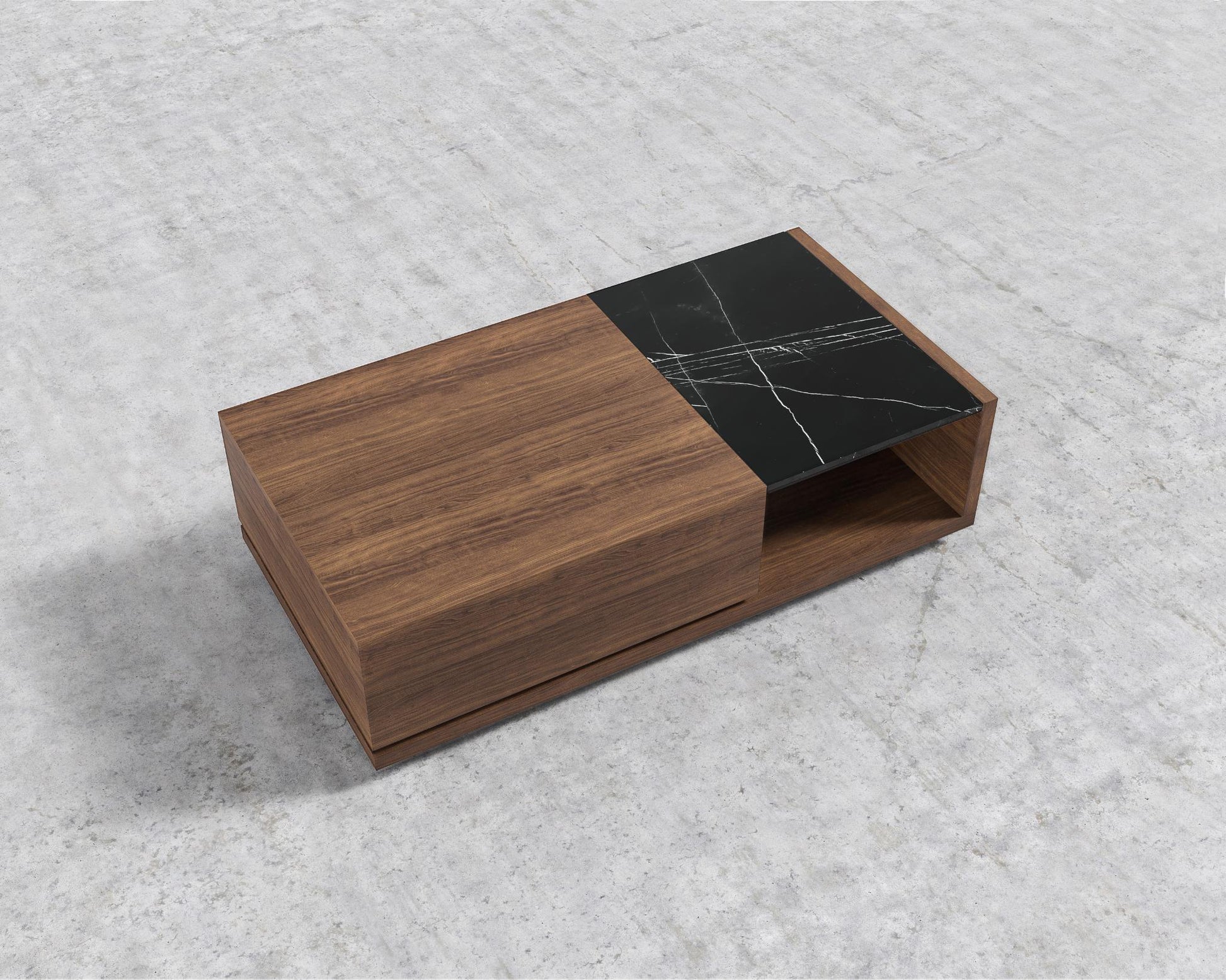 Truman Coffee Table - Walnut Veneer - Black Marble