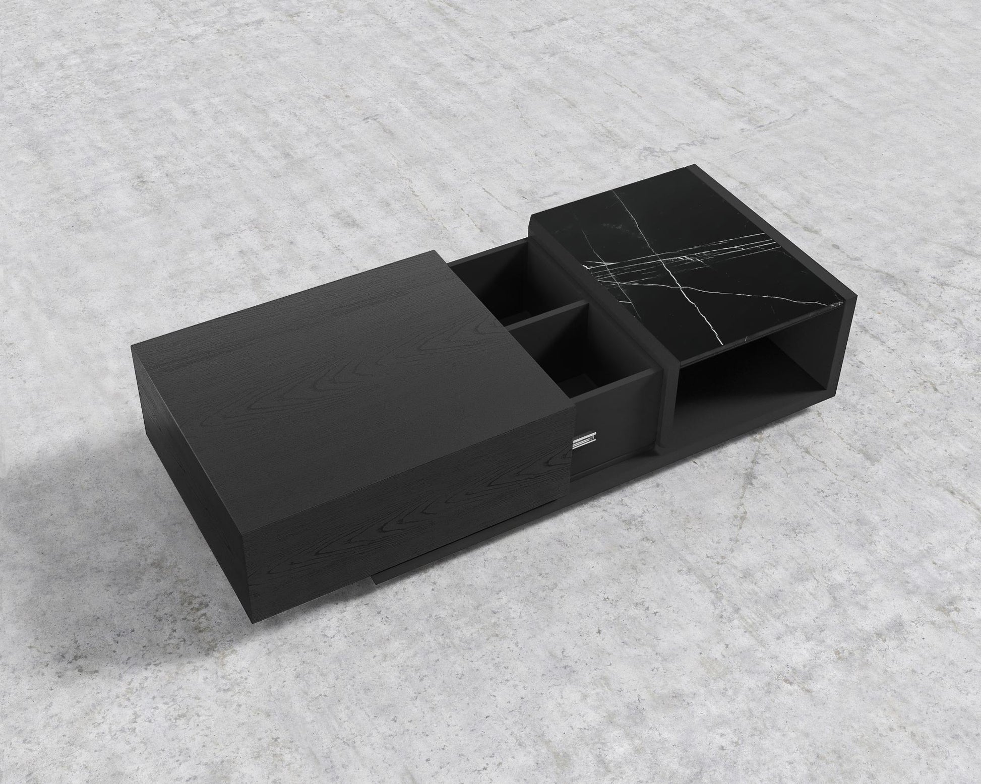 Truman Coffee Table - Black Oak - Black Marble 