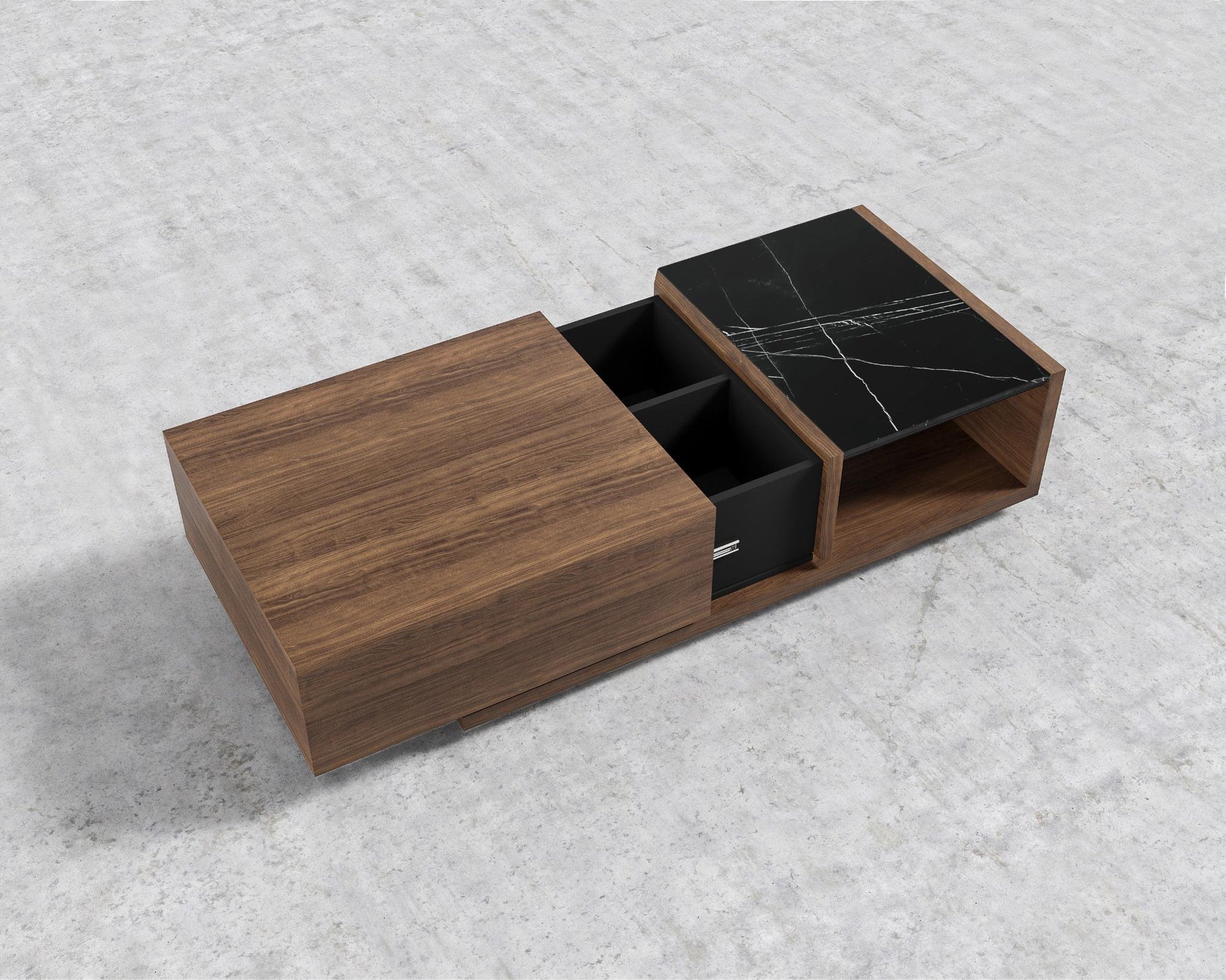 Truman Coffee Table - Walnut Veneer - Black Marble
