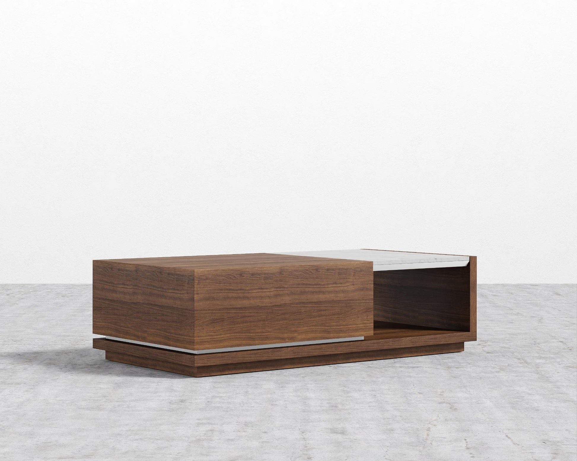 Truman Coffee Table - Walnut Veneer - White Marble