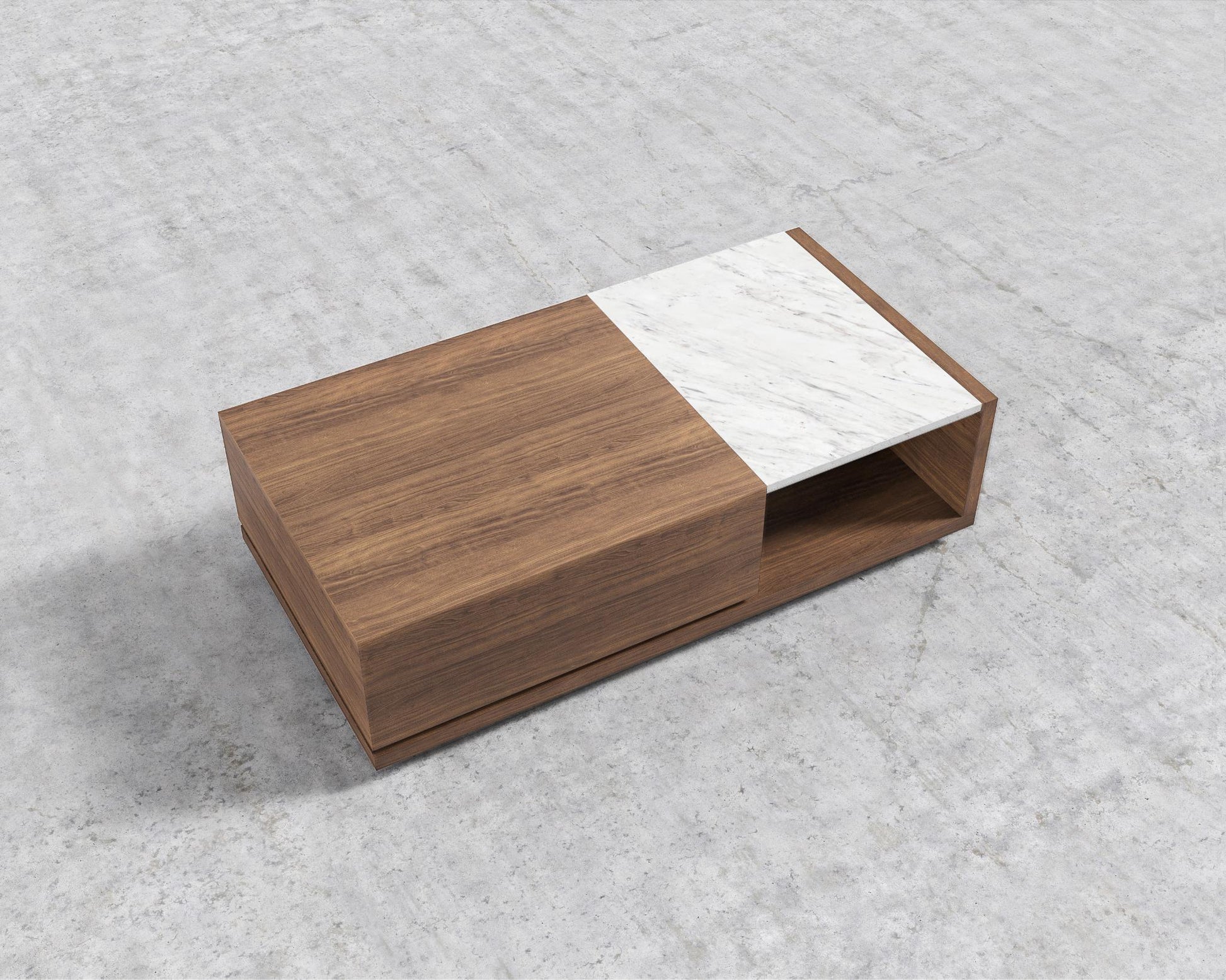 Truman Coffee Table - Walnut Veneer - White Marble