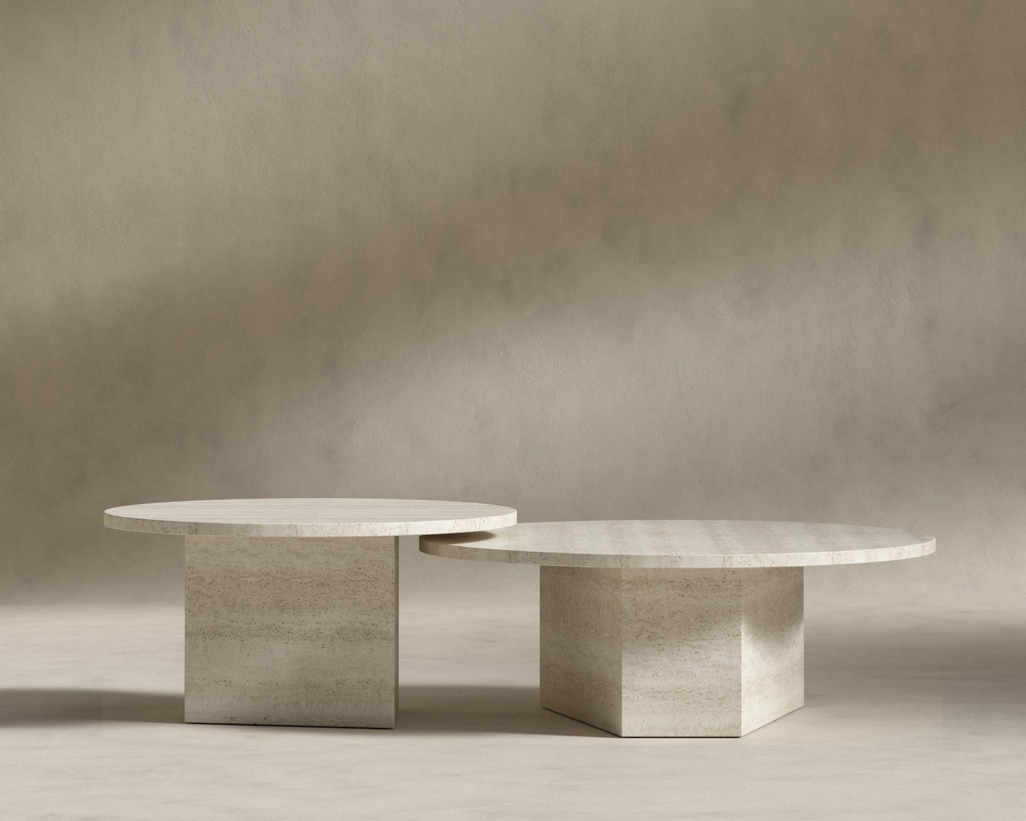 Romlulus Coffee Table - High-Low - White Travertine