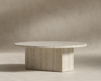 Romlulus Coffee Table - Low - White Travertine