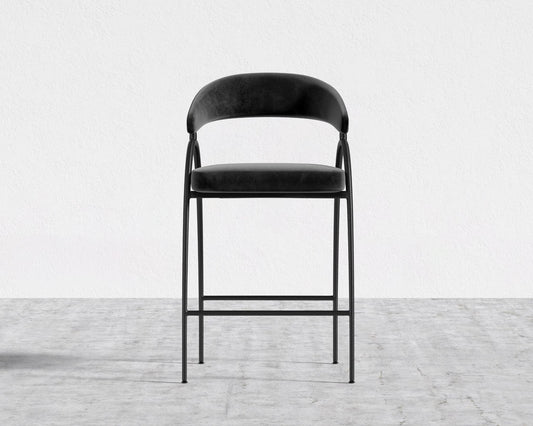 Uma Counter Stool - Plush Velvet - Black
