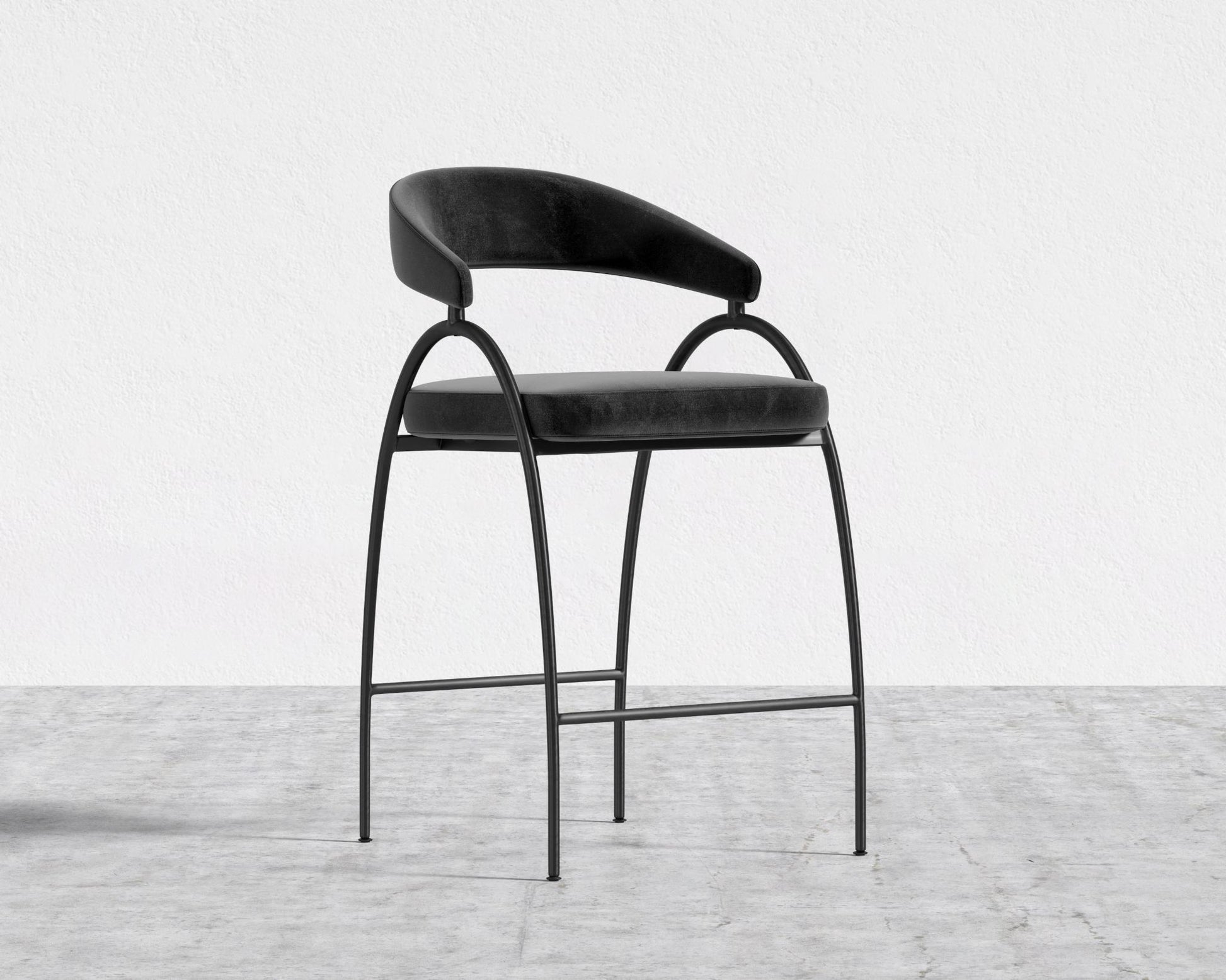 Uma Counter Stool - Plush Velvet - Black