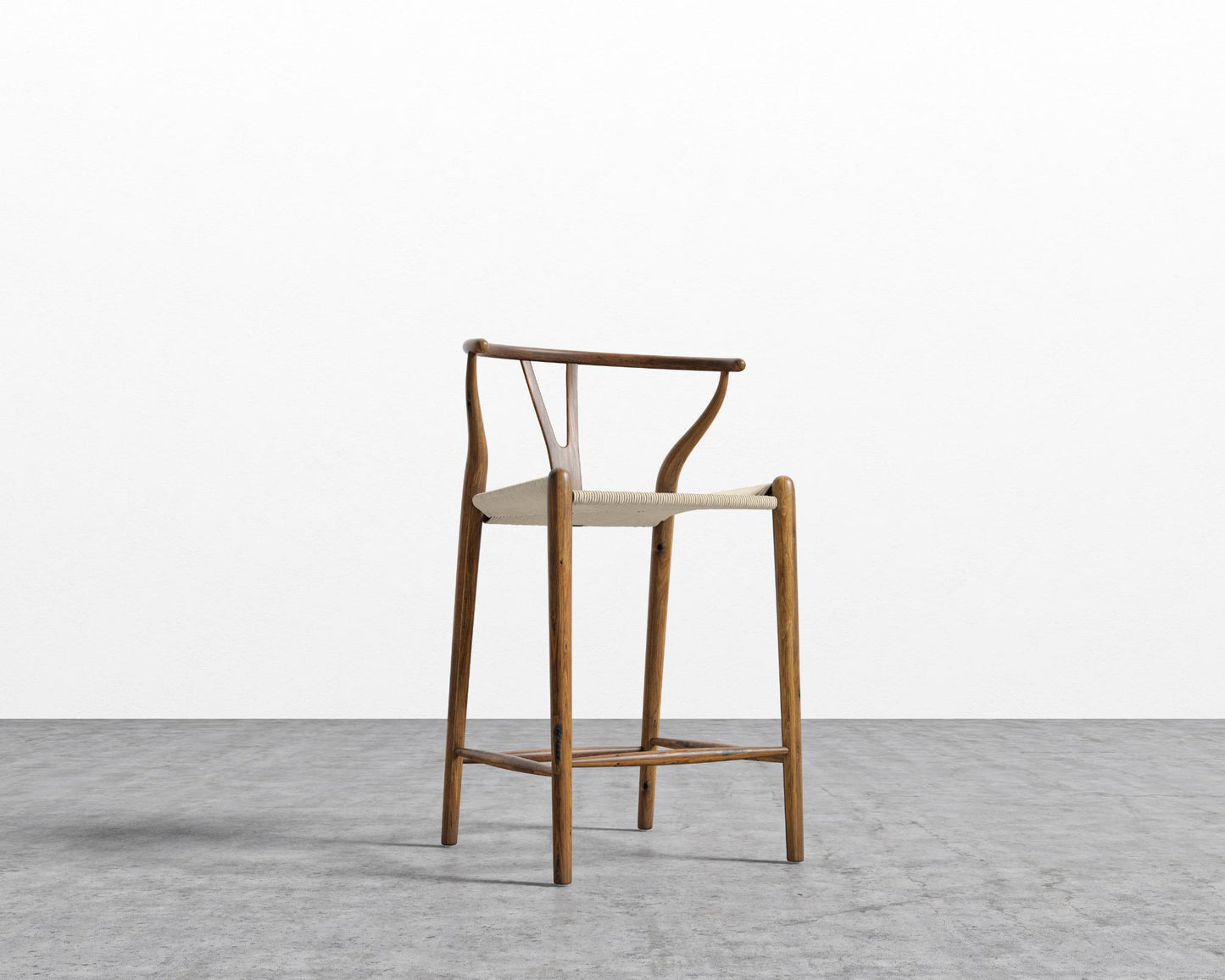 Wishbone Counter Stool - Walnut with natural seat 
