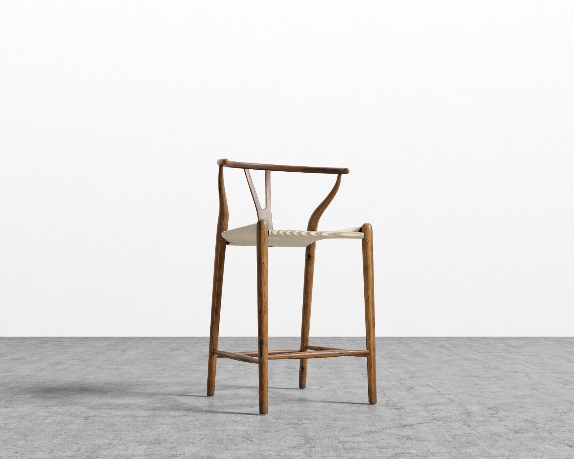 Wishbone Counter Stool - Walnut with natural seat 