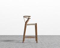 Wishbone Counter Stool - Walnut with natural seat 