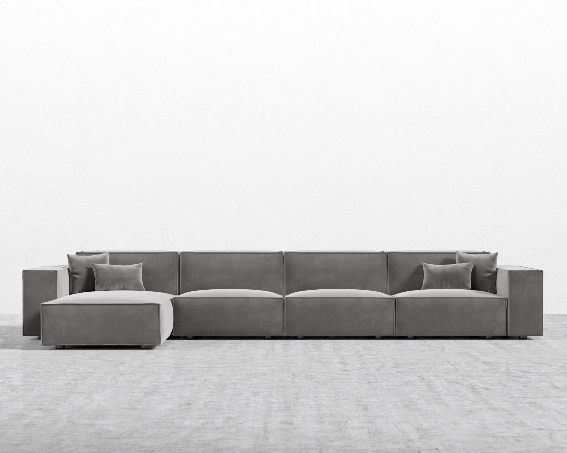 Porter Extended Sectional - Plush Velvet - Glacier Grey