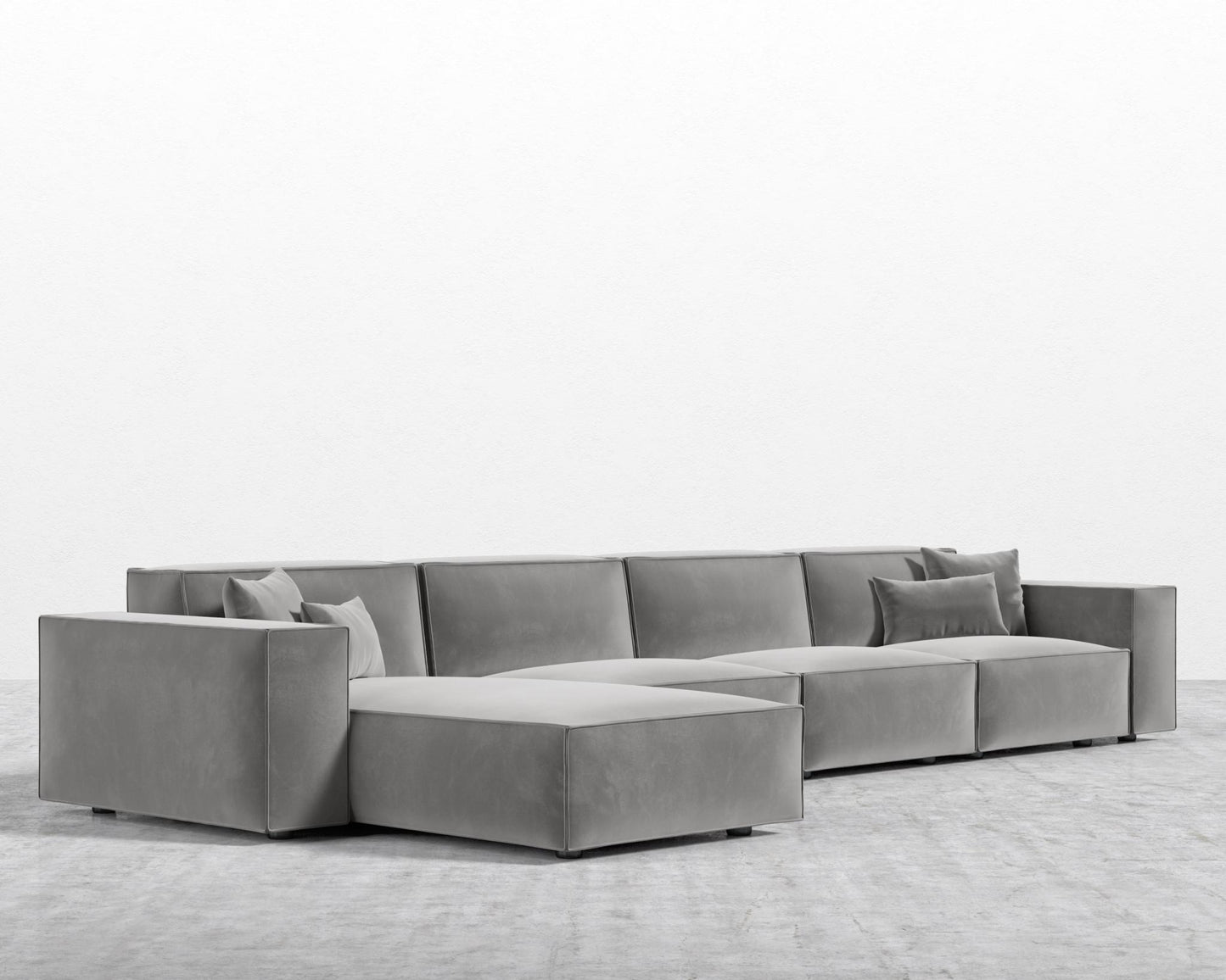 Porter Extended Sectional - Plush Velvet - Glacier Grey