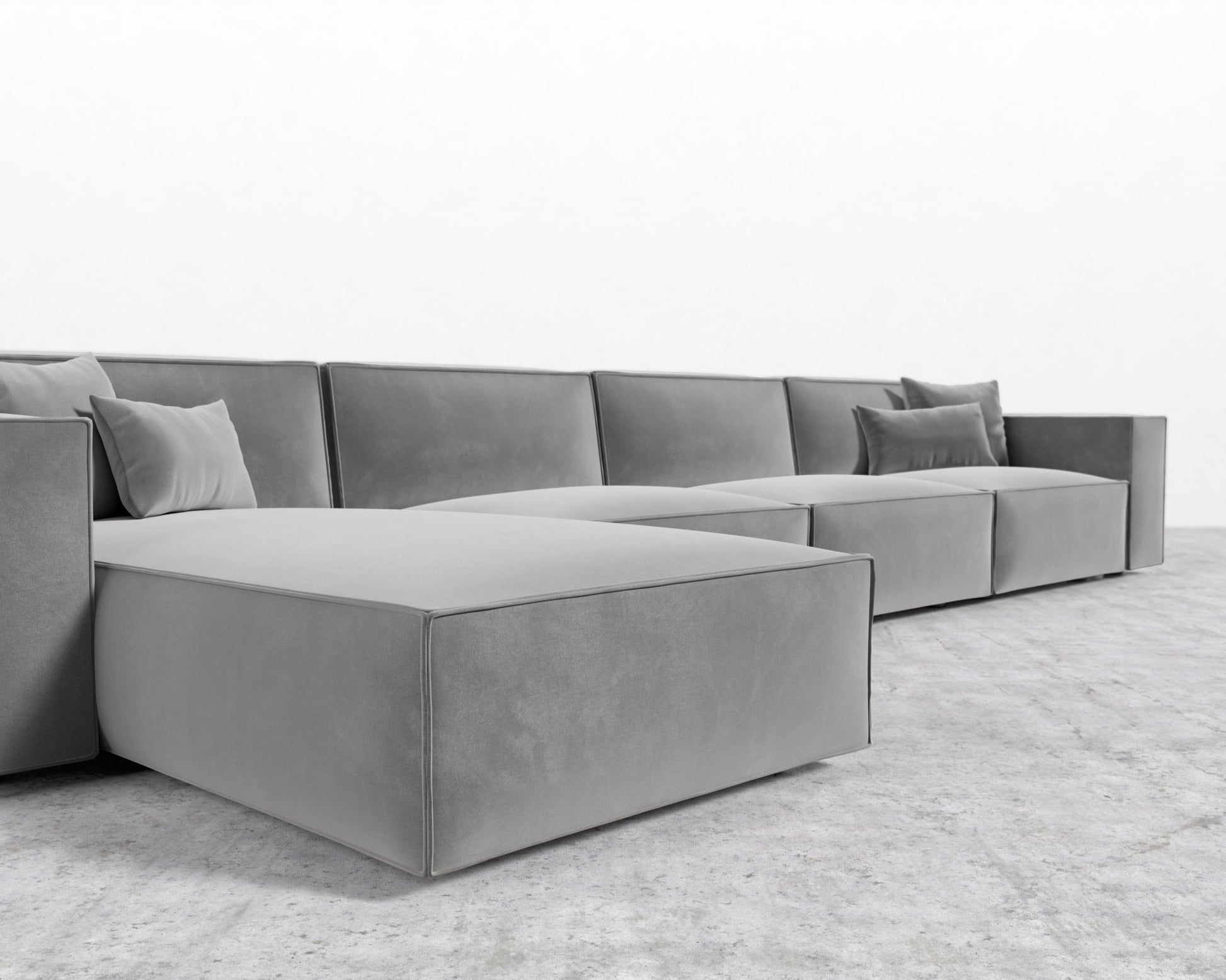 Porter Extended Sectional - Plush Velvet - Glacier Grey