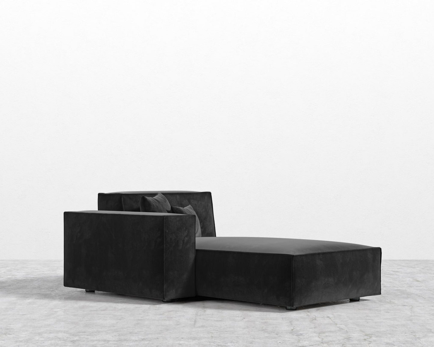 Porter Left Chaise - Plush Velvet - Black