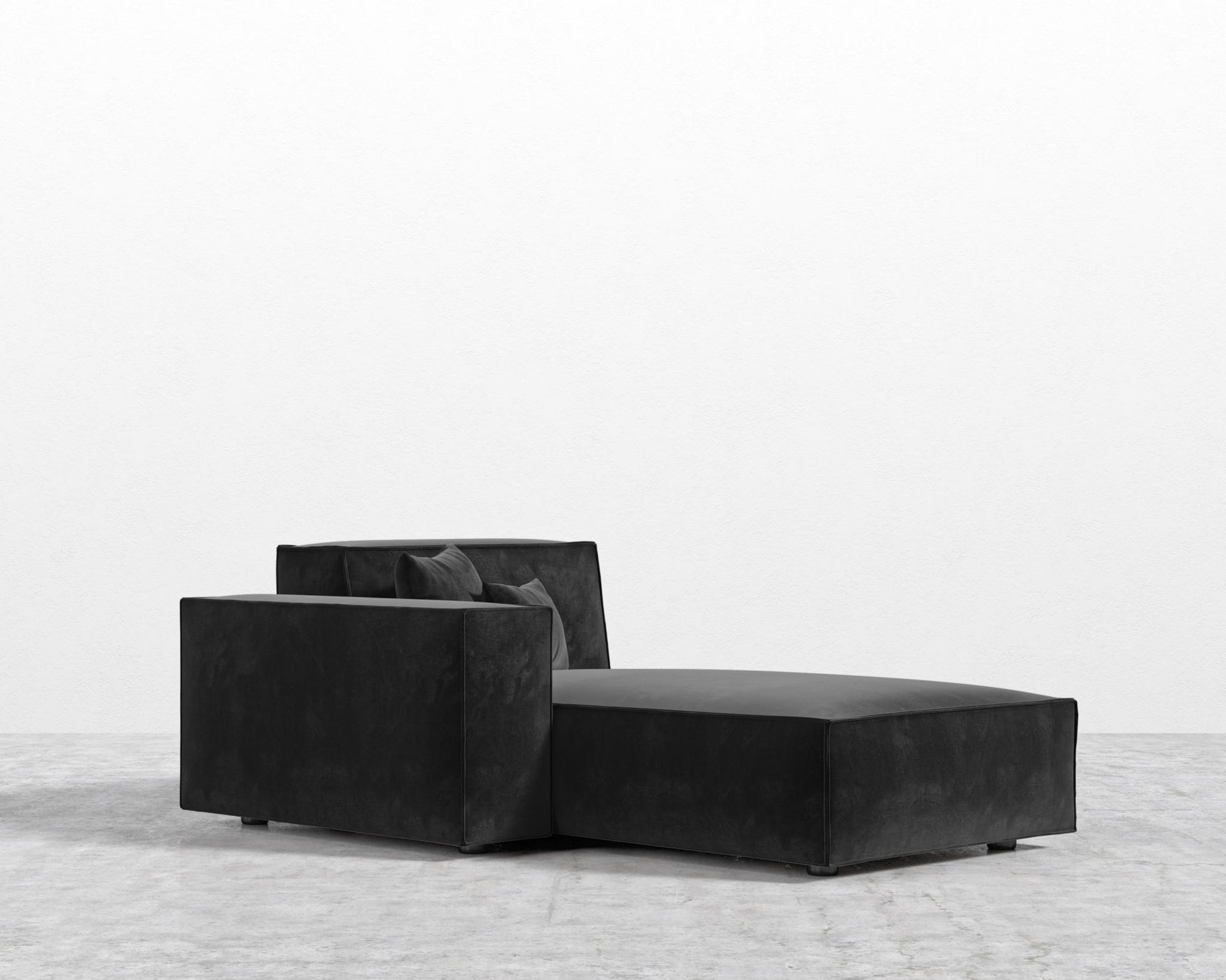 Porter Left Chaise - Plush Velvet - Black