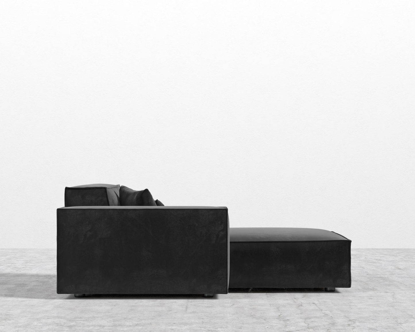 Porter Left Chaise - Plush Velvet - Black