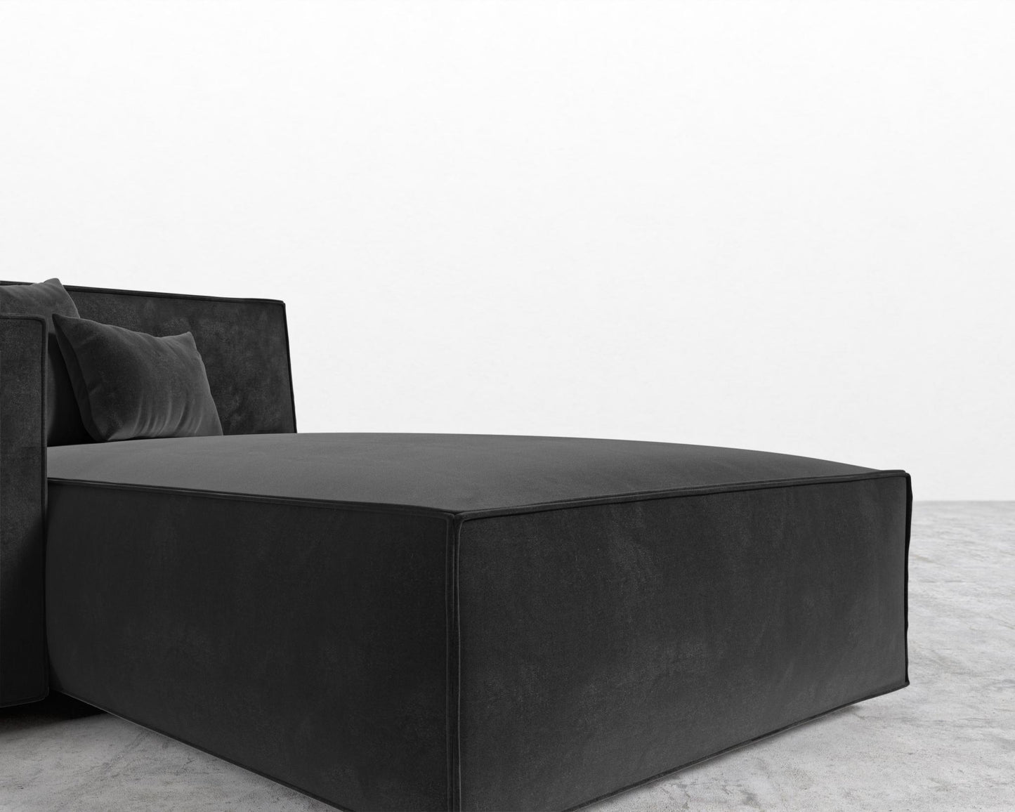 Porter Left Chaise - Plush Velvet - Black