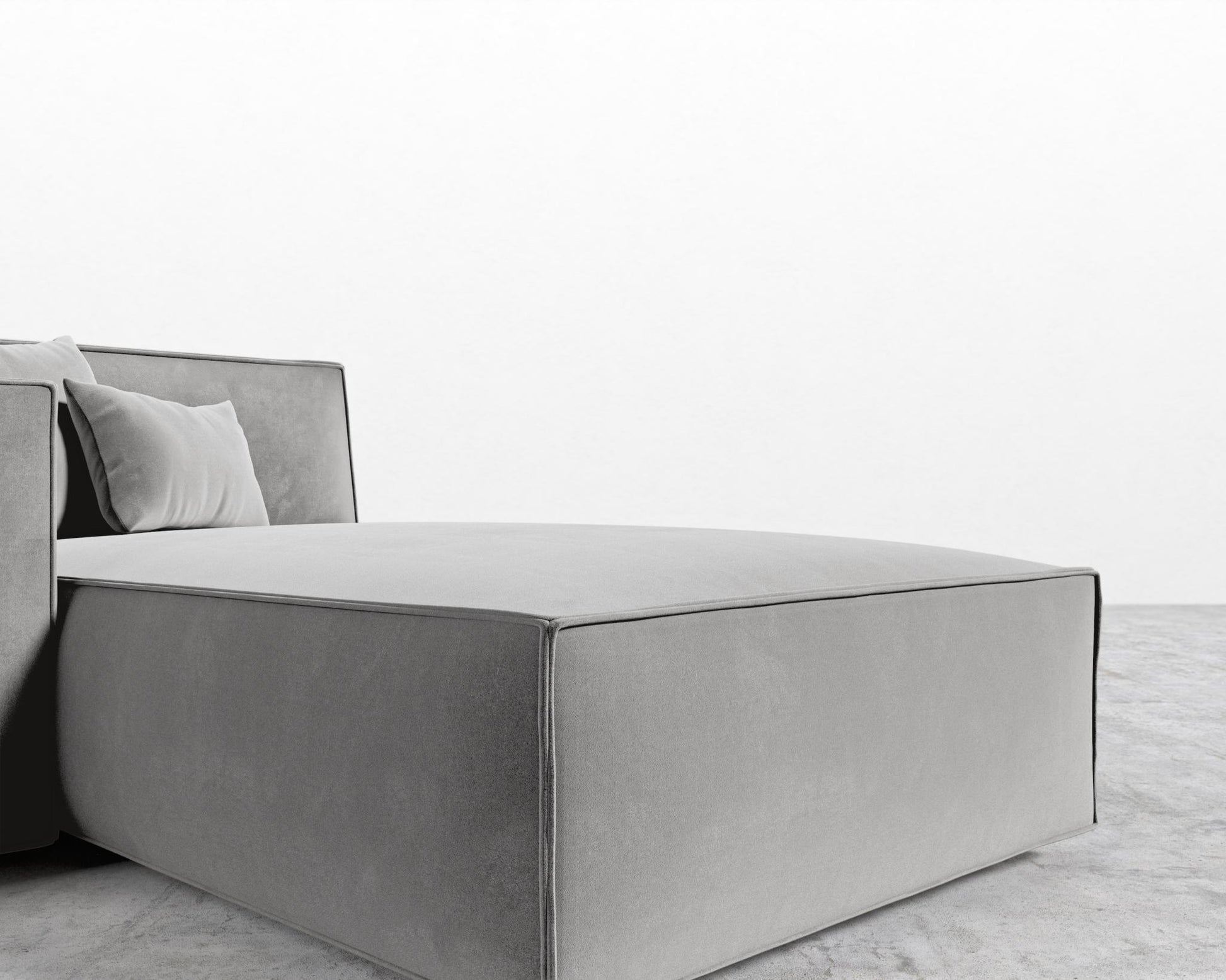 Porter Left Chaise - Plush Velvet - Glacier Grey
