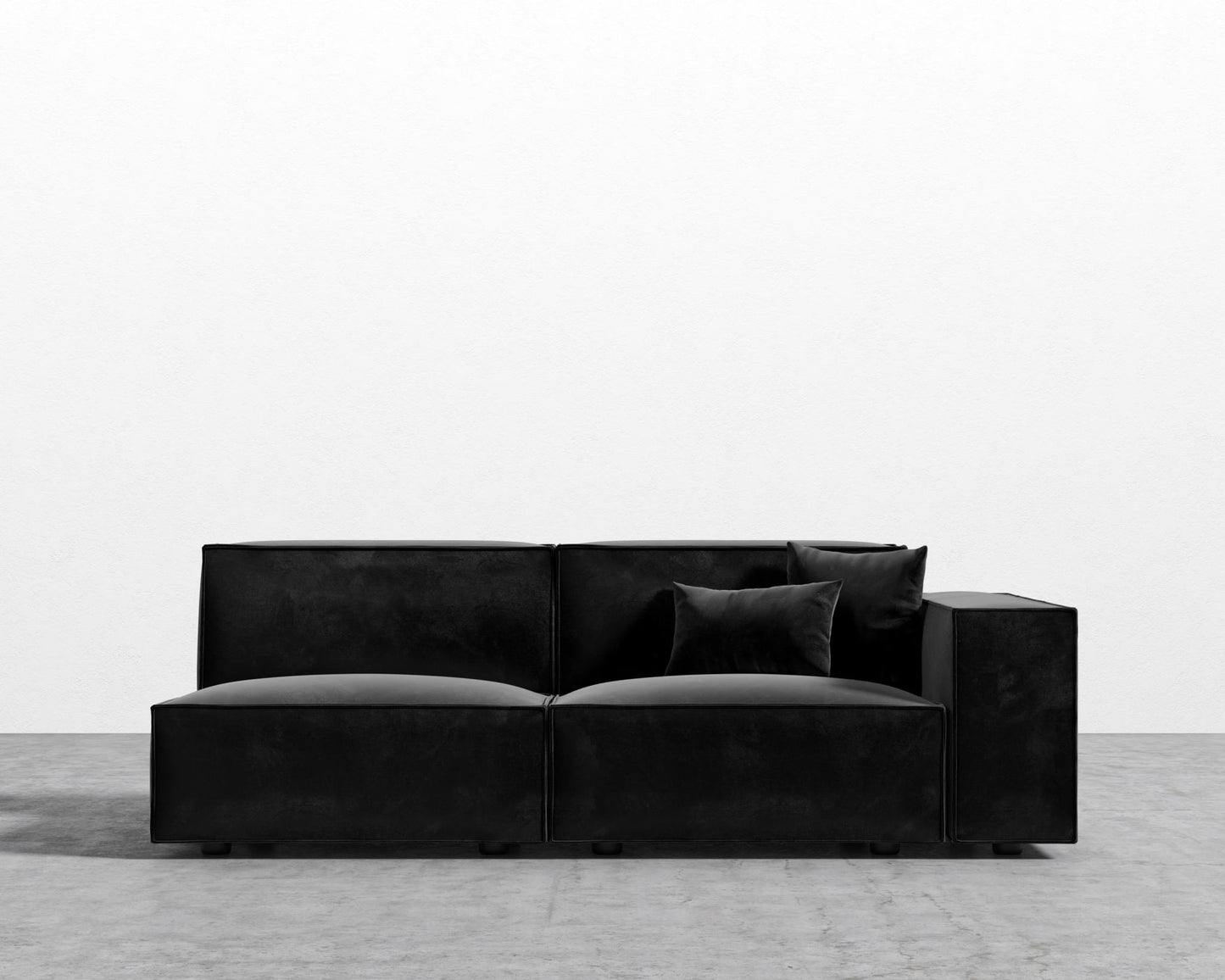 Porter_Right_Arm_Two_Seater_Plush Velvet - Black