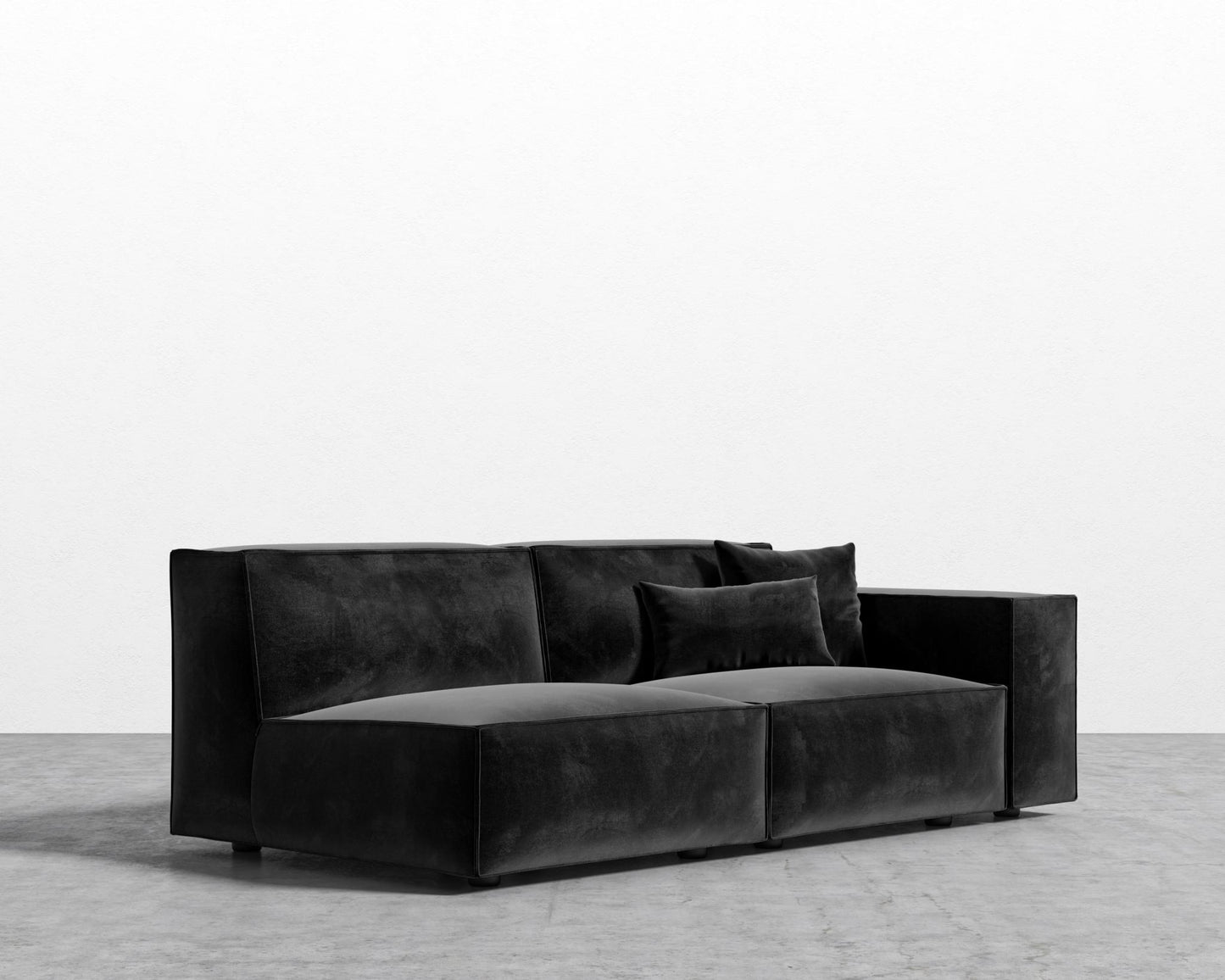 Porter_Right_Arm_Two_Seater_Plush Velvet - Black