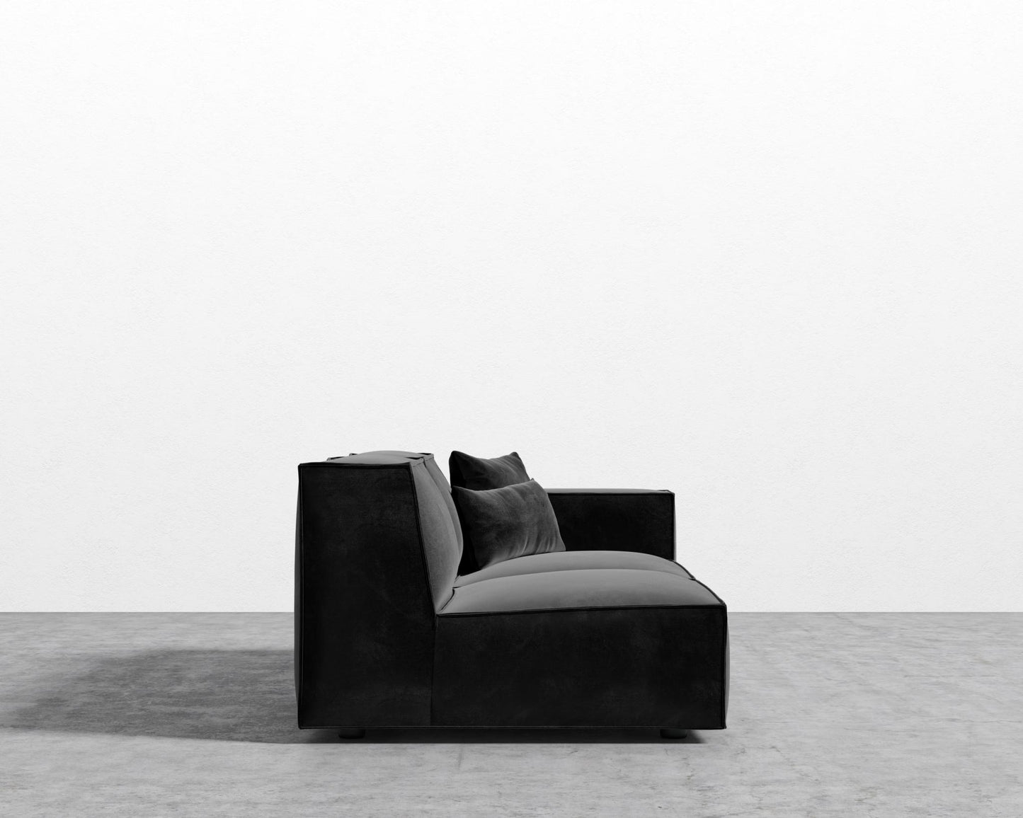 Porter_Right_Arm_Two_Seater_Plush Velvet - Black