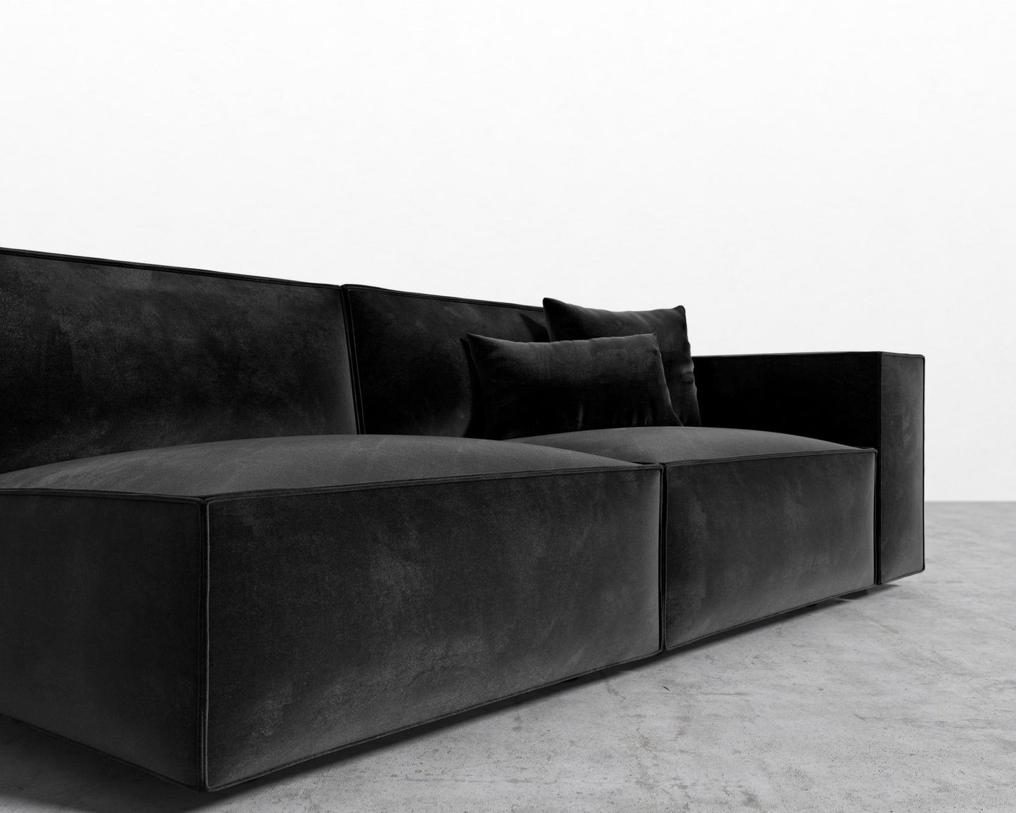 Porter_Right_Arm_Two_Seater_Plush Velvet - Black
