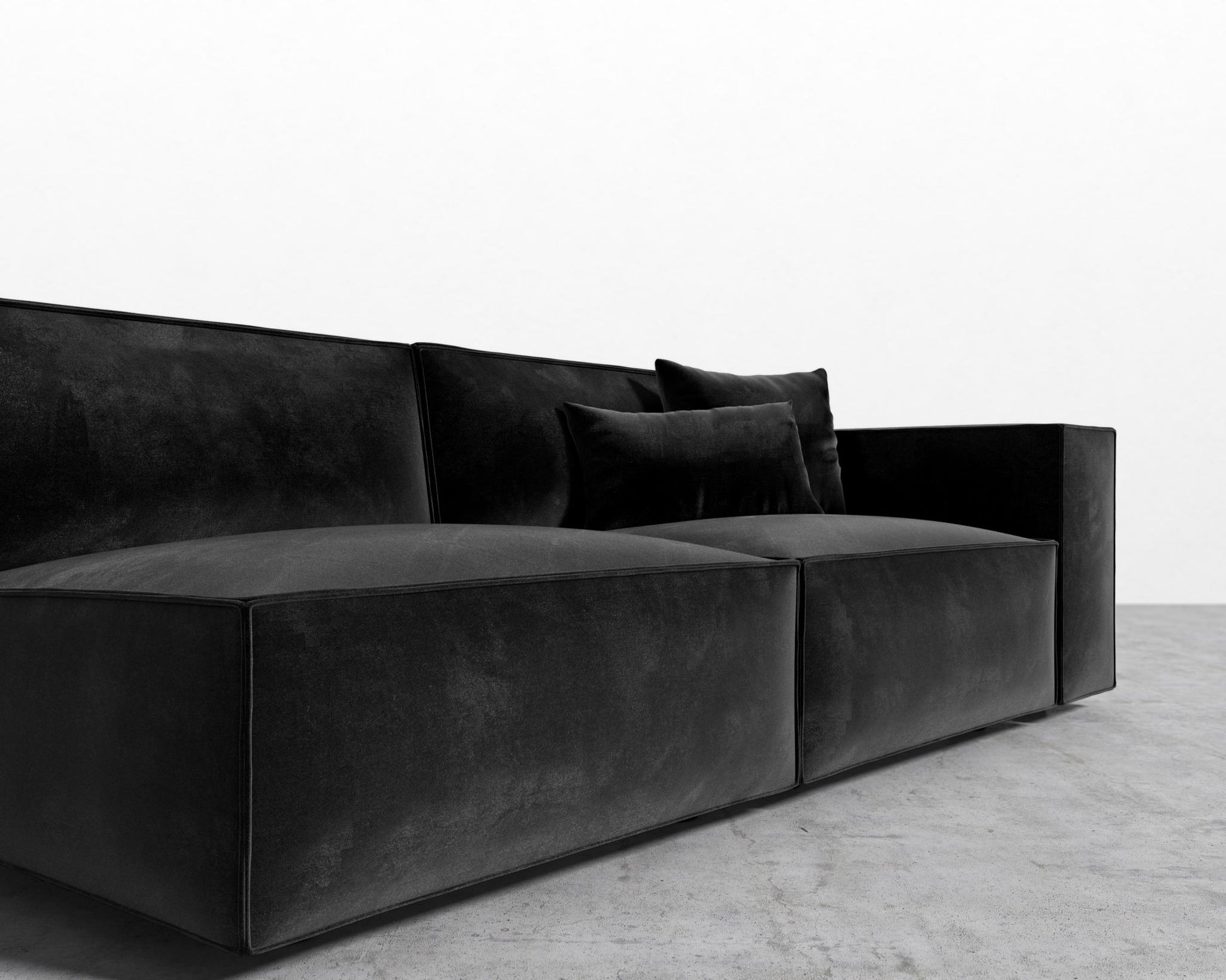 Porter_Right_Arm_Two_Seater_Plush Velvet - Black