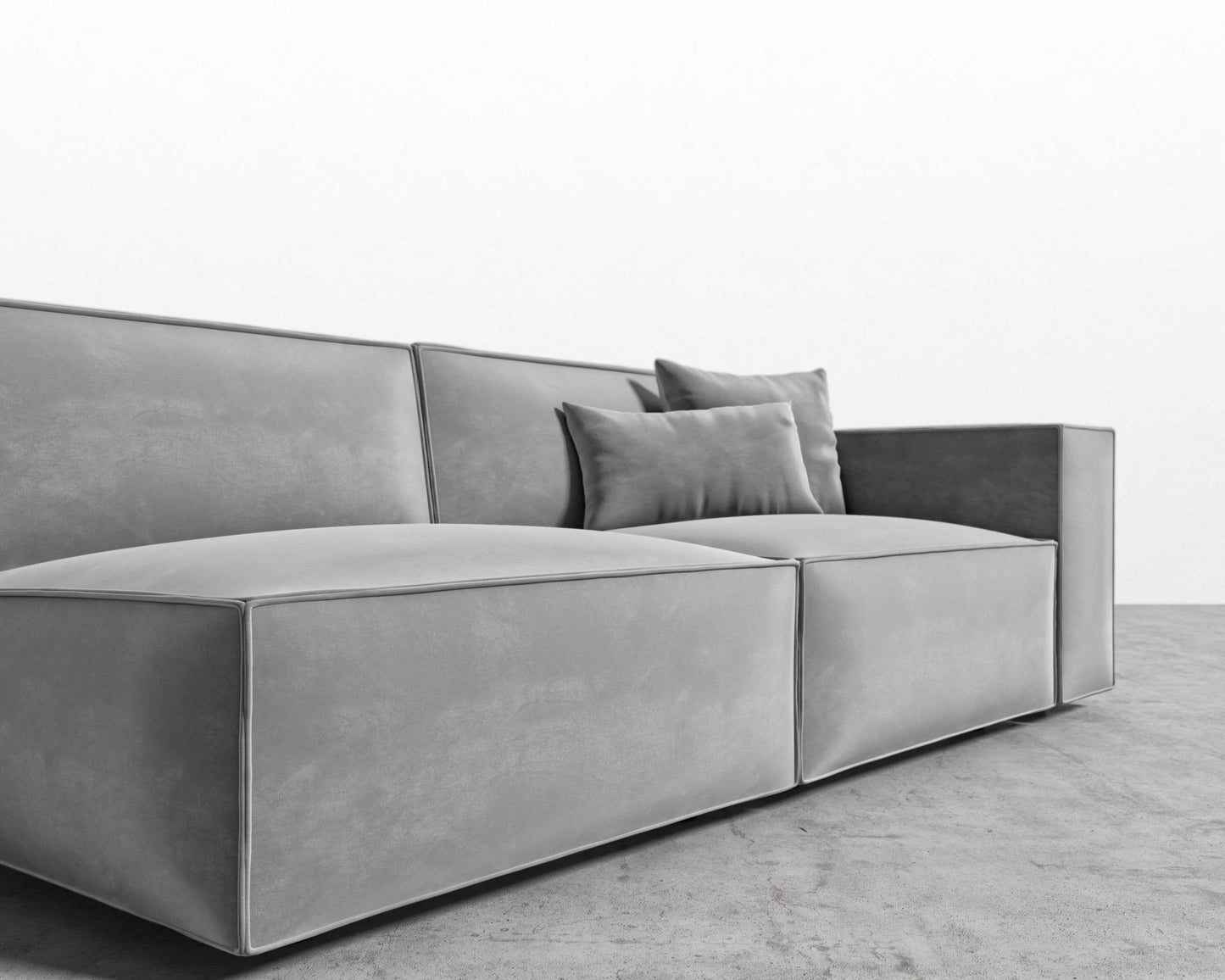 Porter_Right_Arm_Two_Seater_Plush Velvet - Glacier Grey