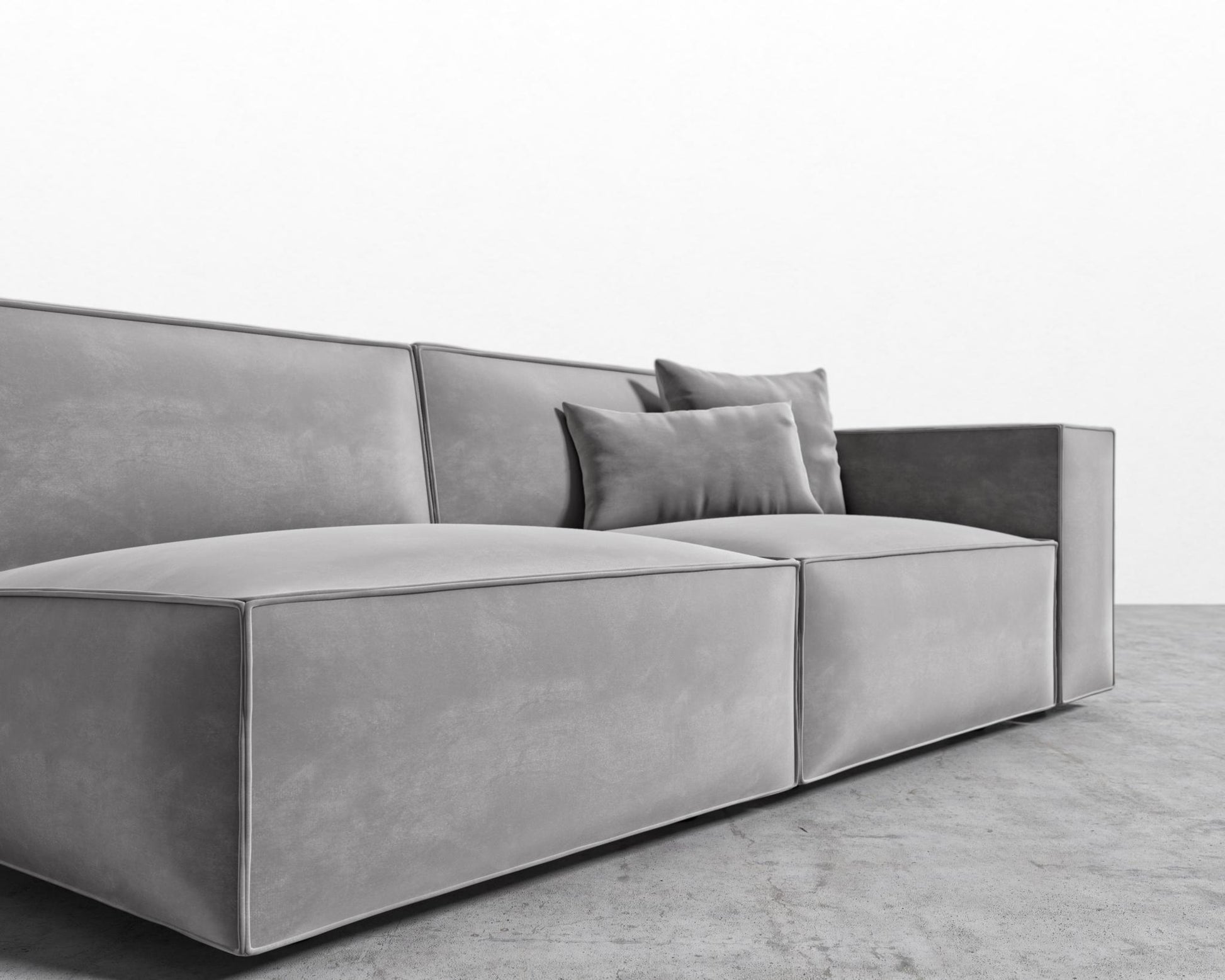 Porter_Right_Arm_Two_Seater_Plush Velvet - Glacier Grey