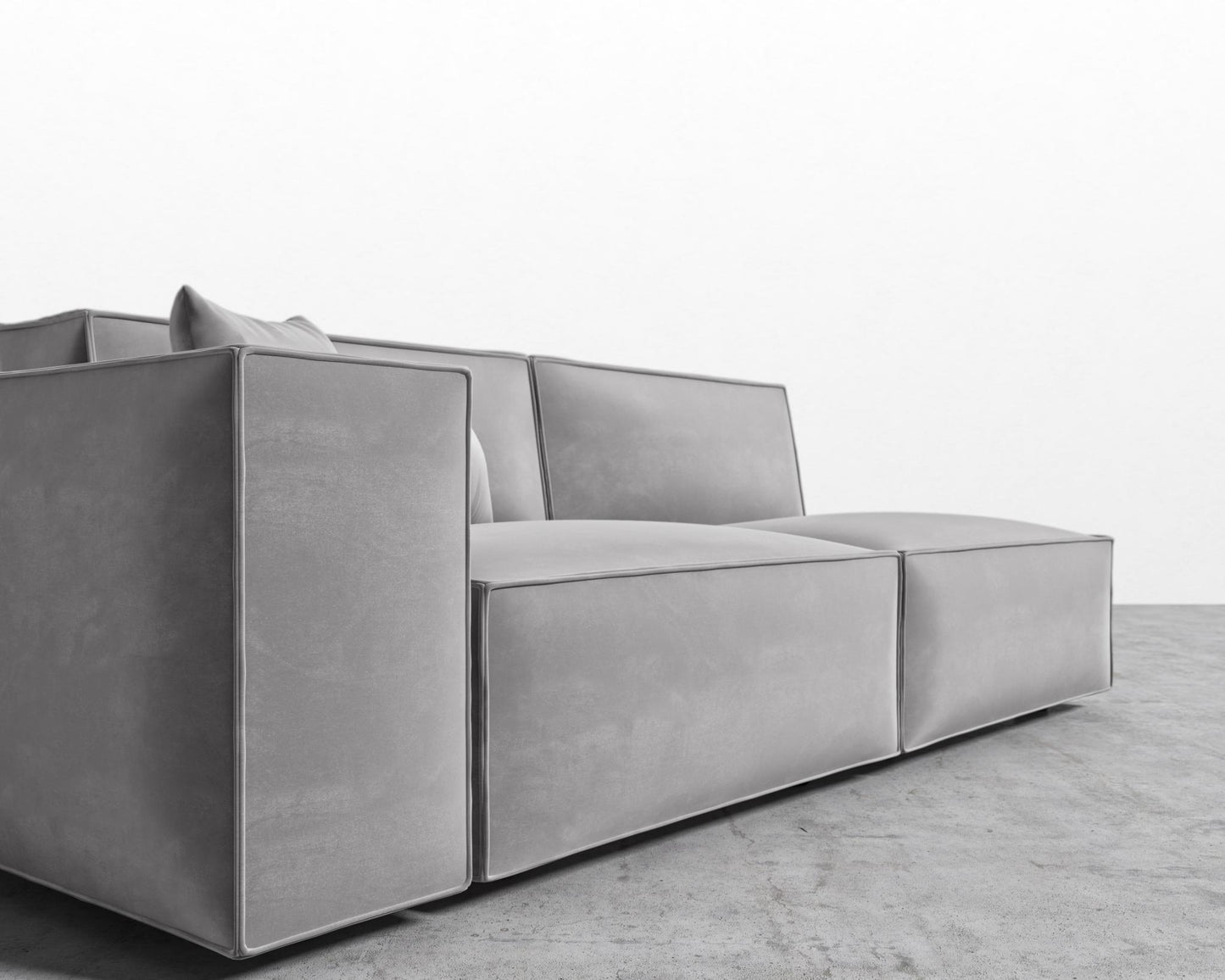 Porter_Left_Arm_Two_Seater_Plush Velvet - Glacier Grey