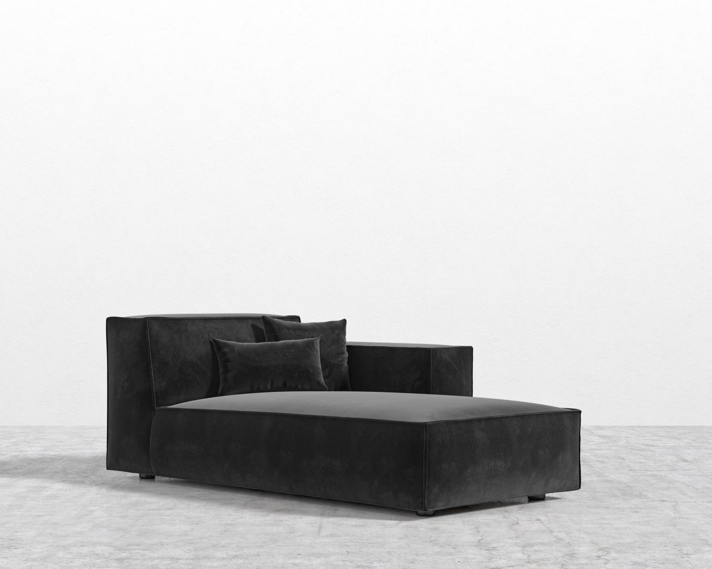Porter Right Chaise - Plush Velvet - Black