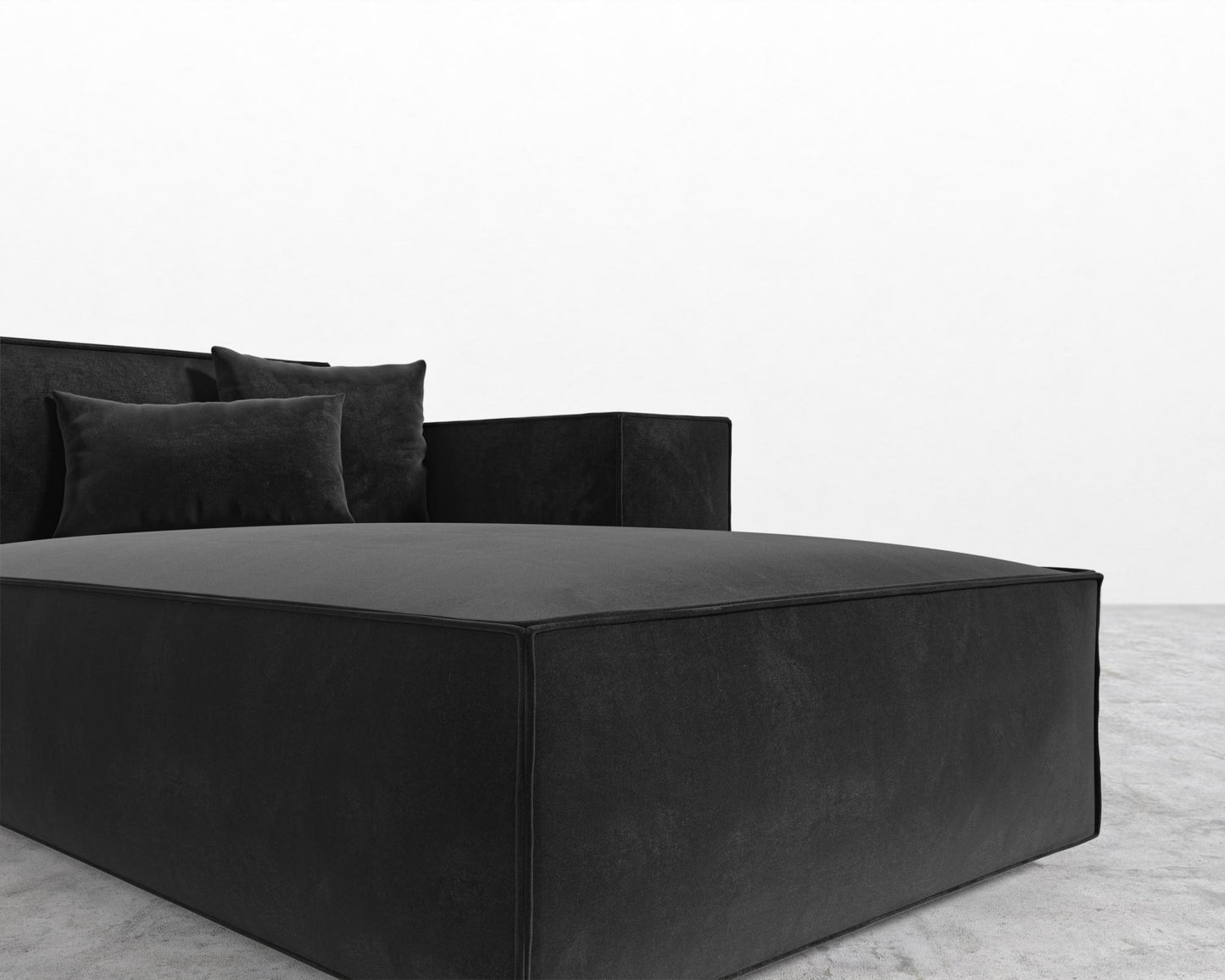 Porter Right Chaise - Plush Velvet - Black
