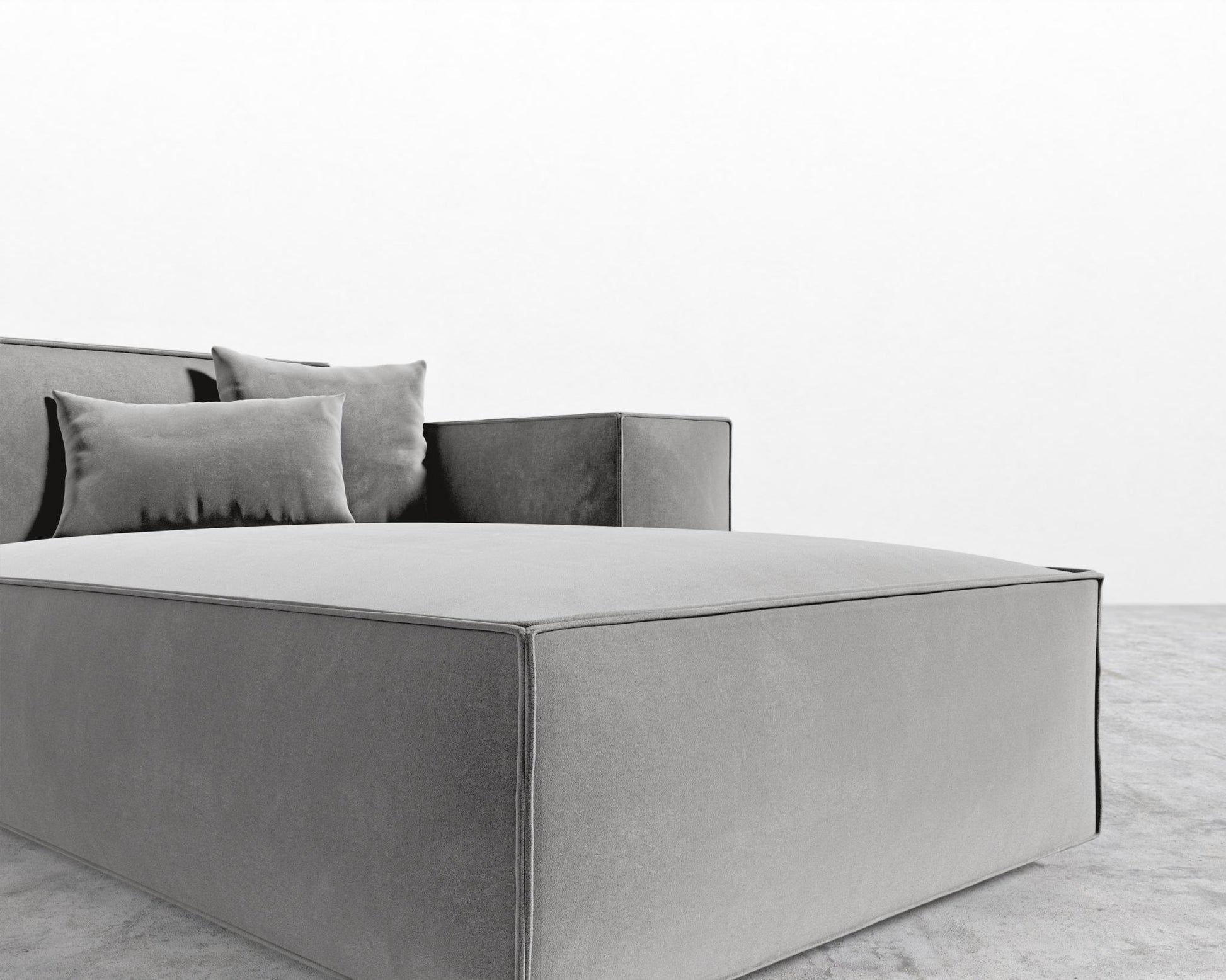 Porter Right Chaise - Plush Velvet - Glacier Grey