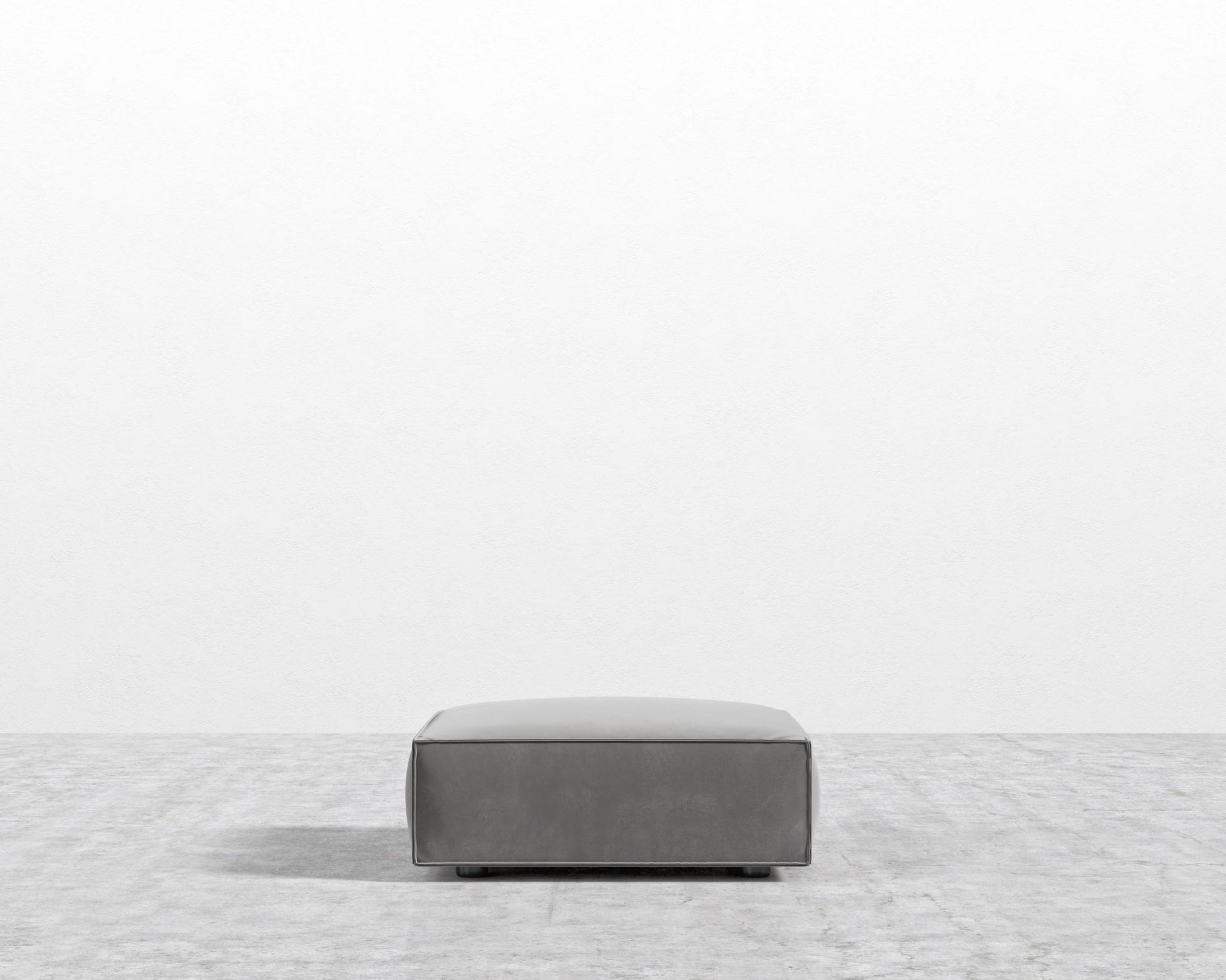 Porter Ottoman - Plush Velvet - Glacier Grey