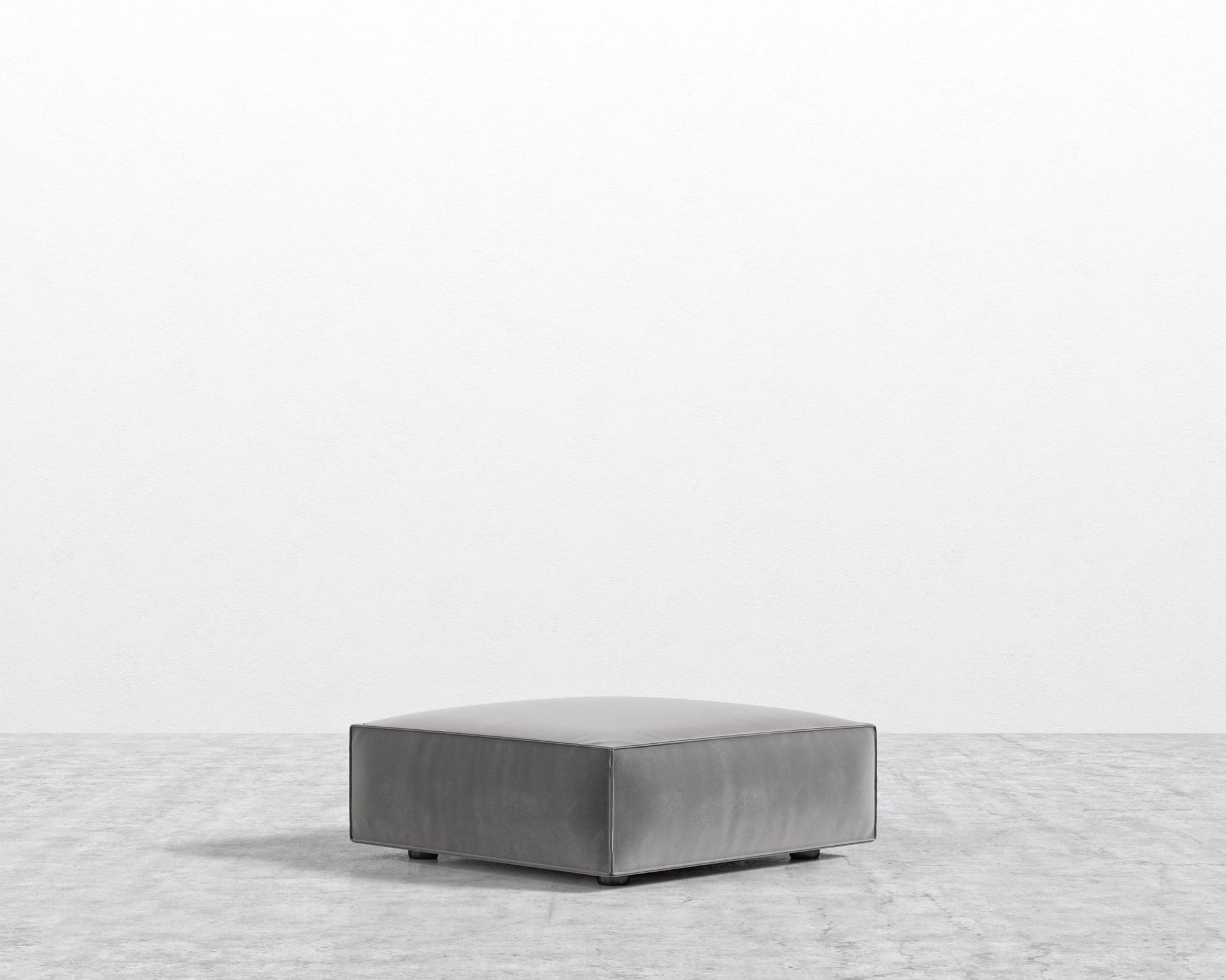 Porter Ottoman - Plush Velvet - Glacier Grey