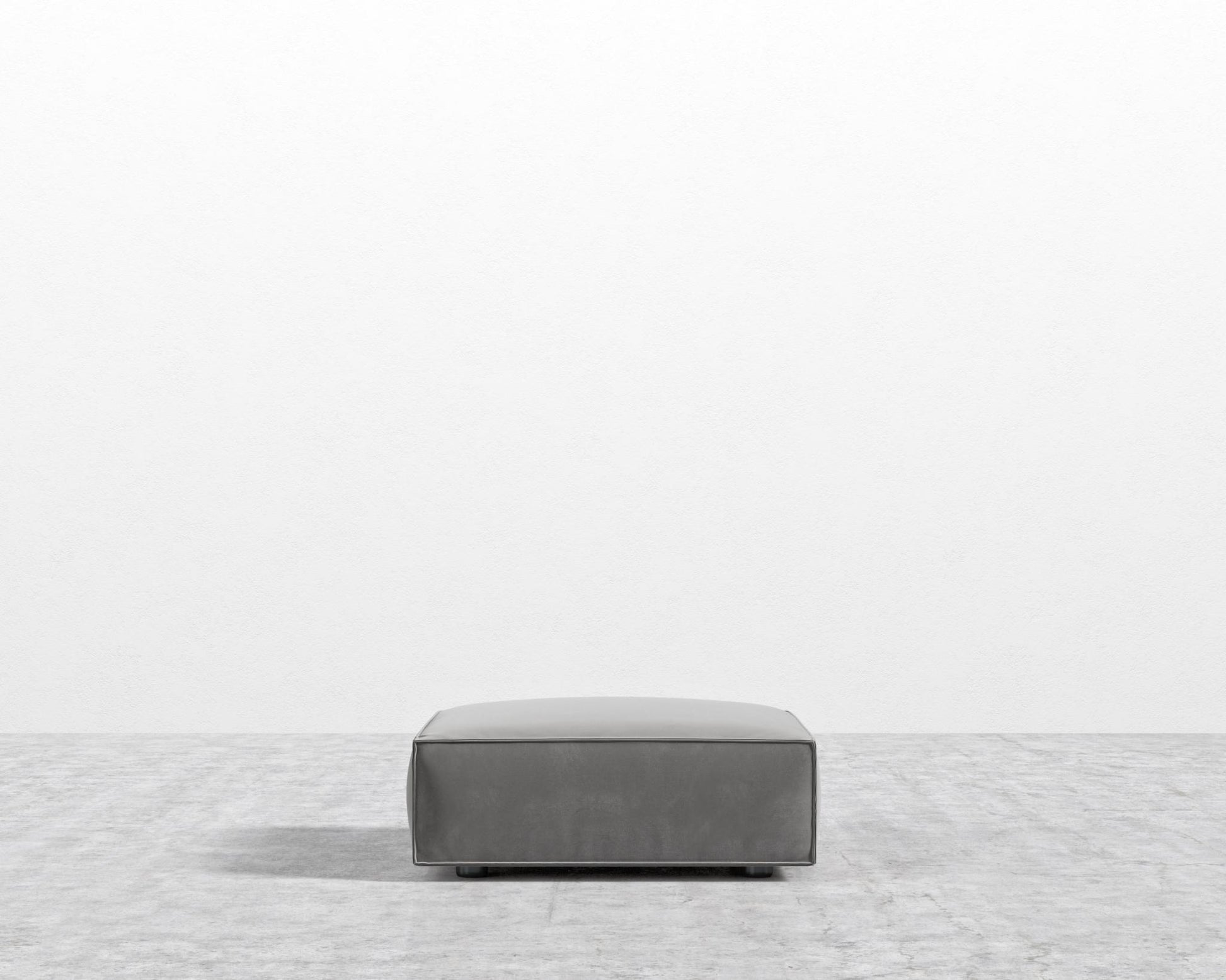 Porter Ottoman - Plush Velvet - Glacier Grey