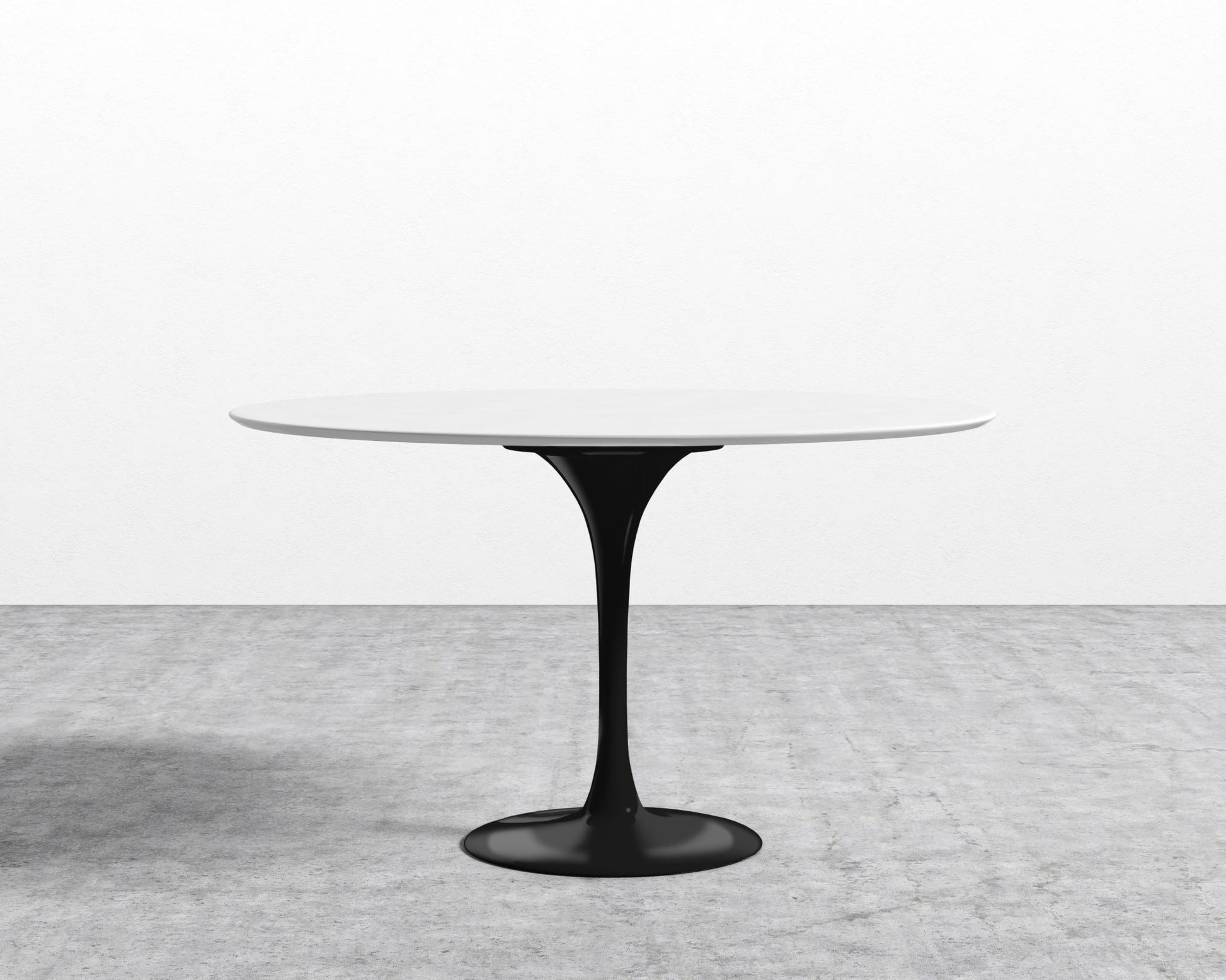 Tulip Dining Table - Round - White Lacquer - Black Base