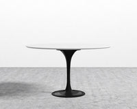 Tulip Dining Table - Round - White Lacquer - Black Base