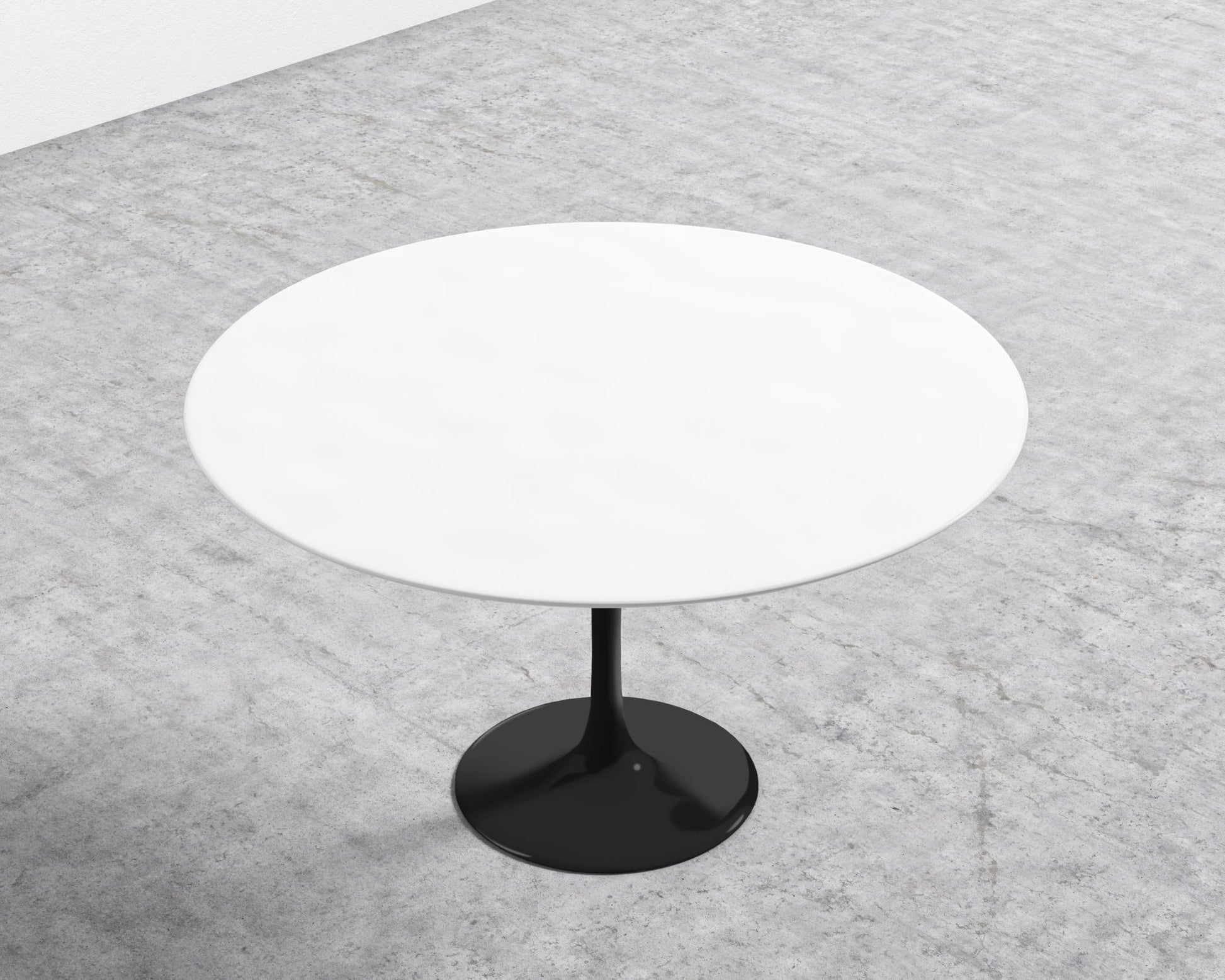 Tulip Dining Table - Round - White Lacquer - Black Base